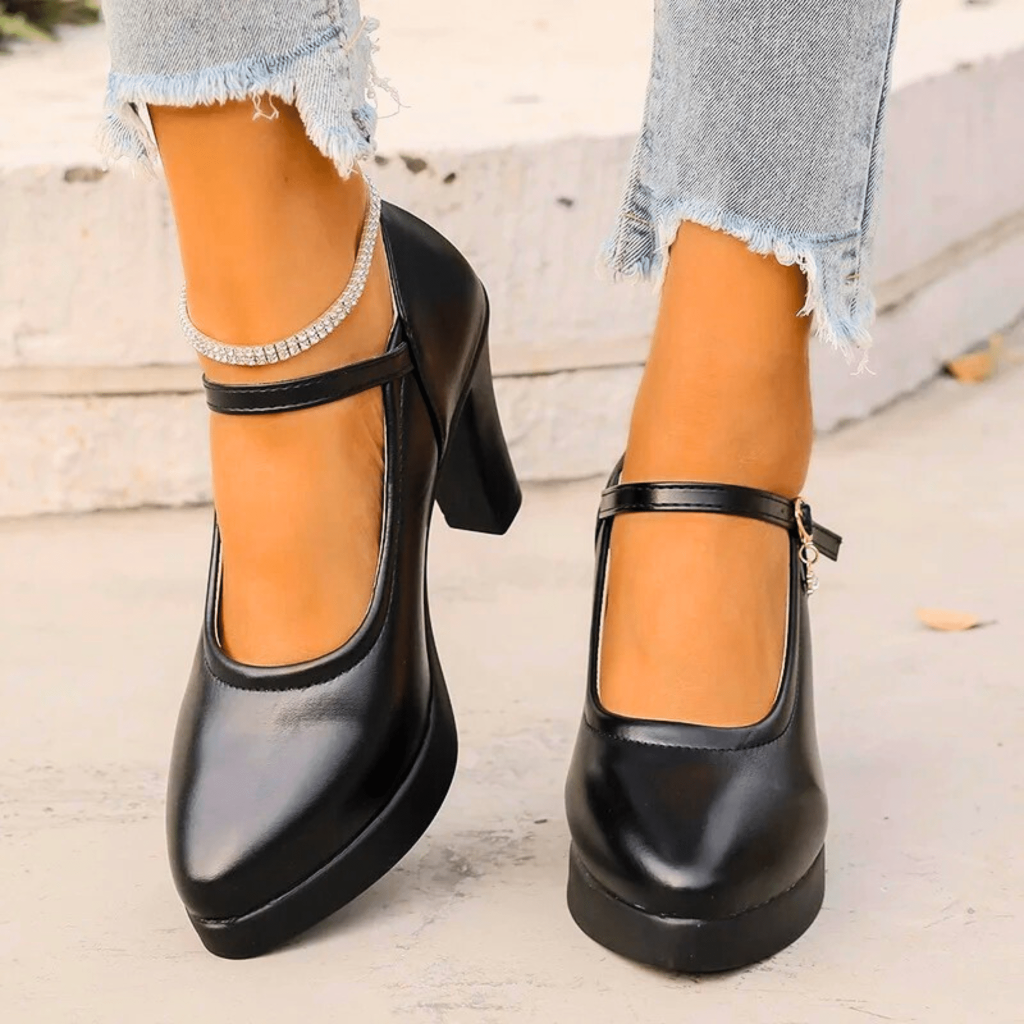 High-Heel Mary Jane Pumps