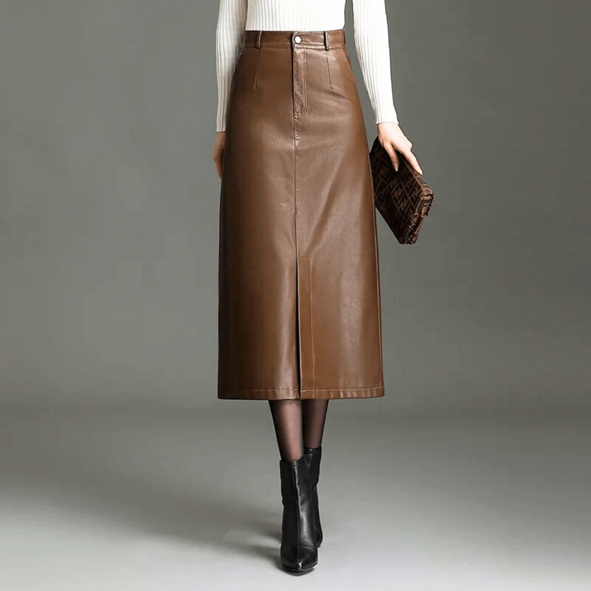Liora High-Waist Leather Skirt