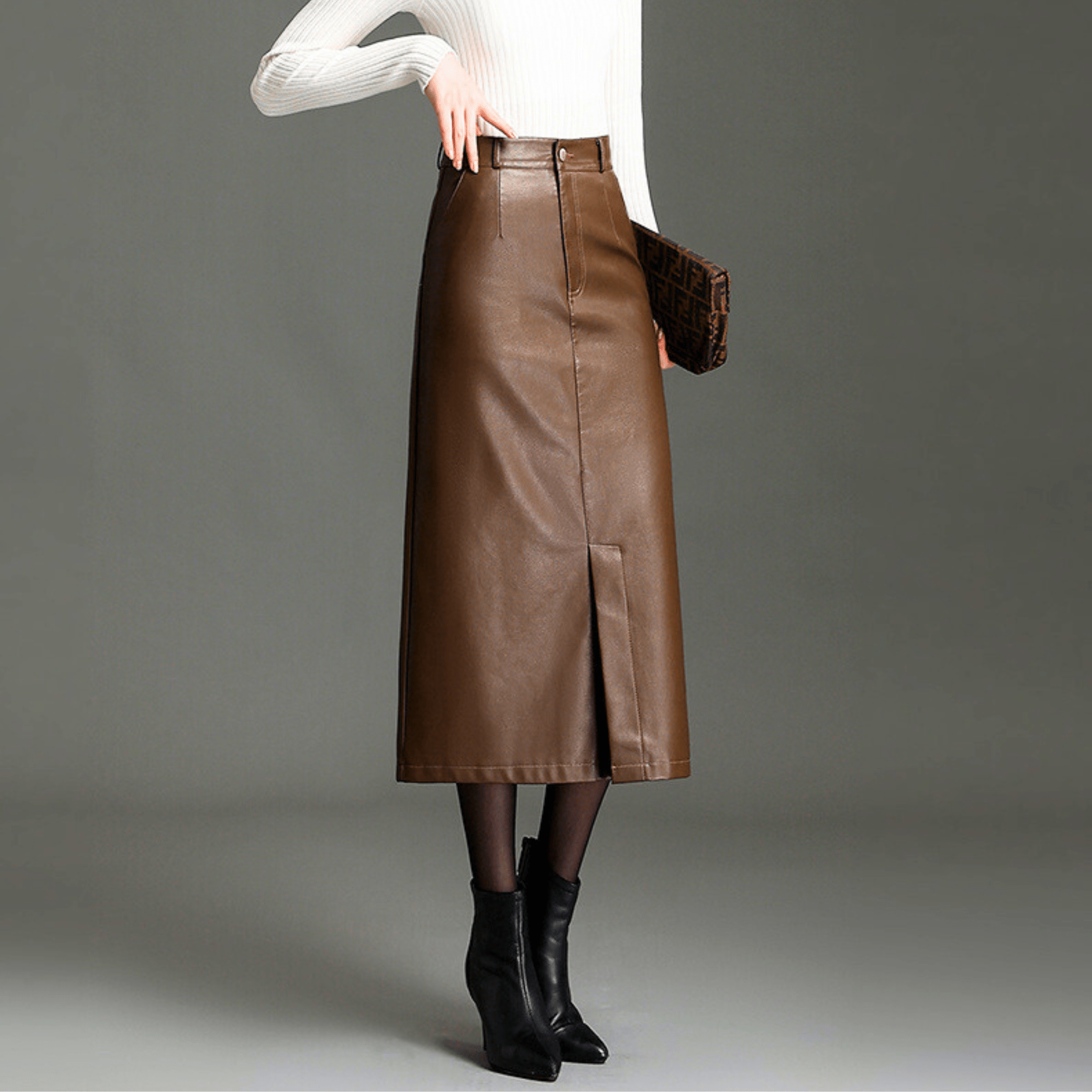 Liora High-Waist Leather Skirt