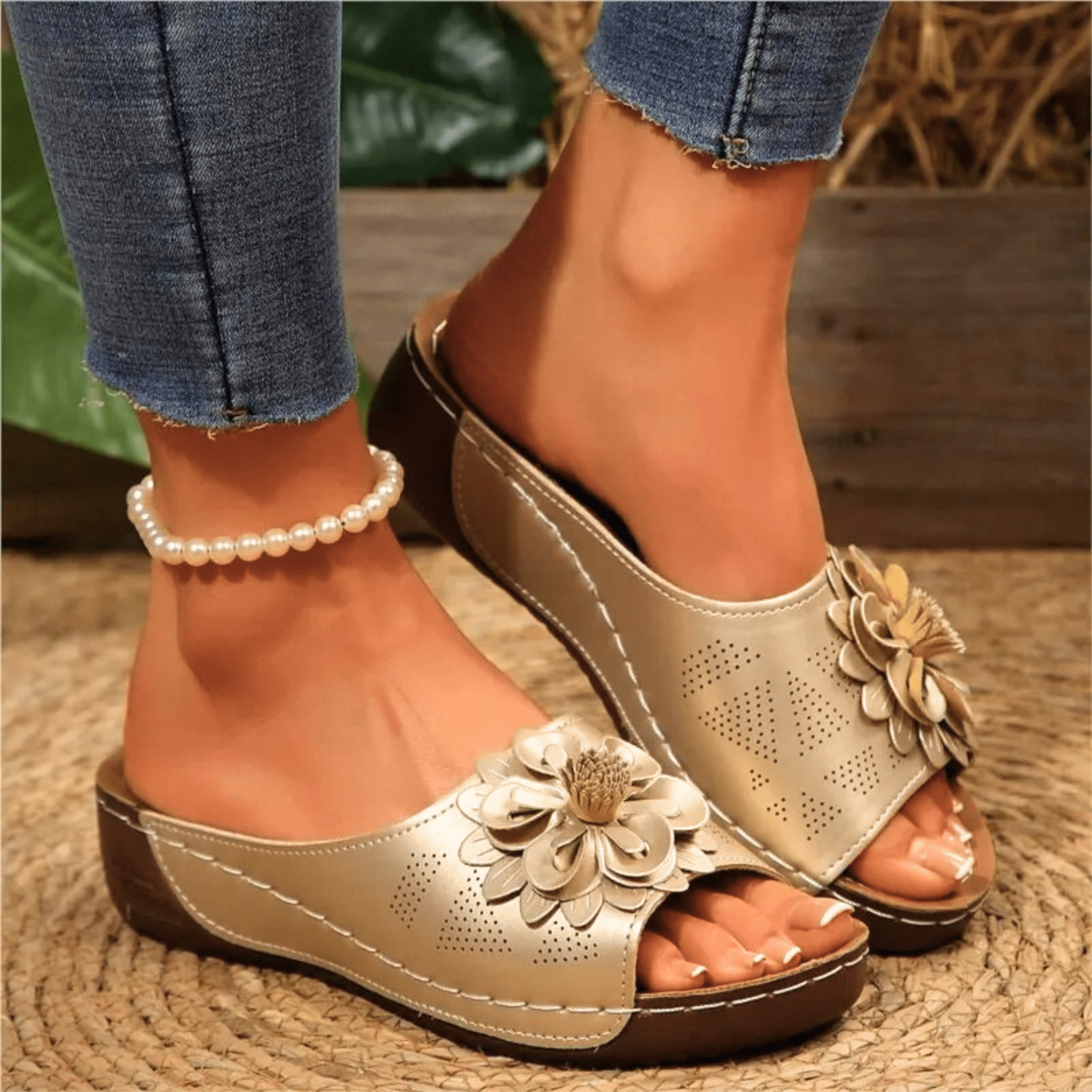 Blossom Wedge Sandals