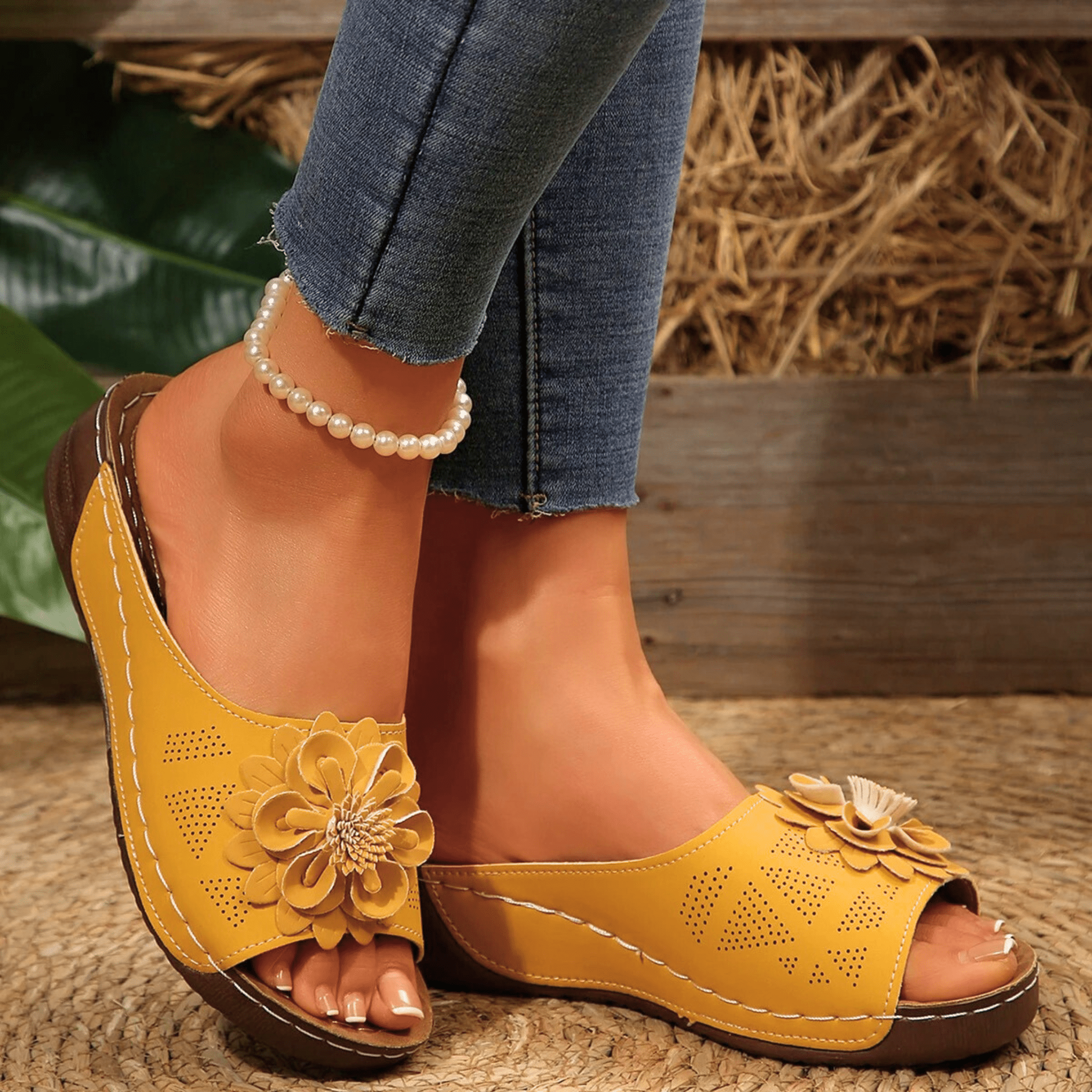 Blossom Wedge Sandals