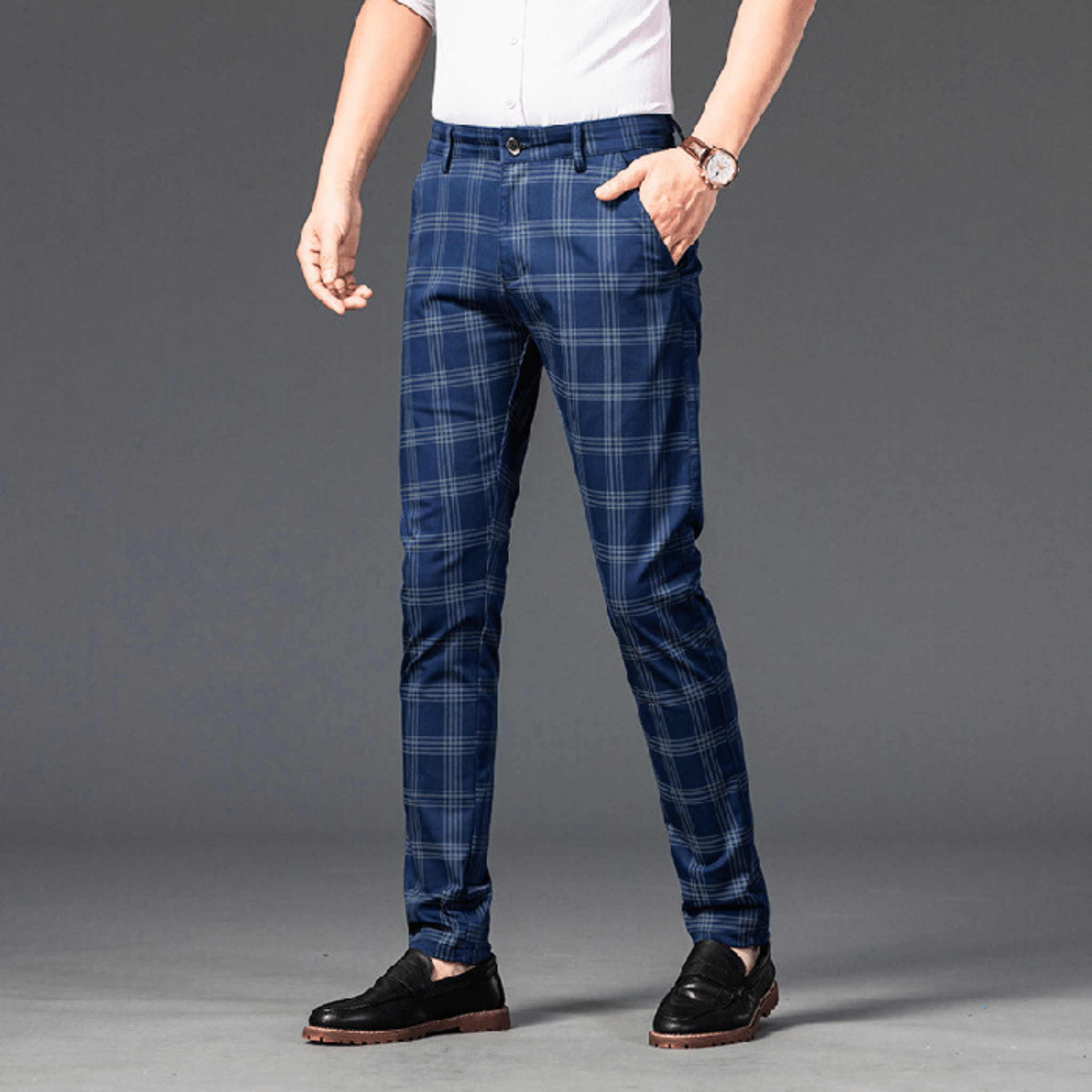 Checkered Slim Fit Business Pants