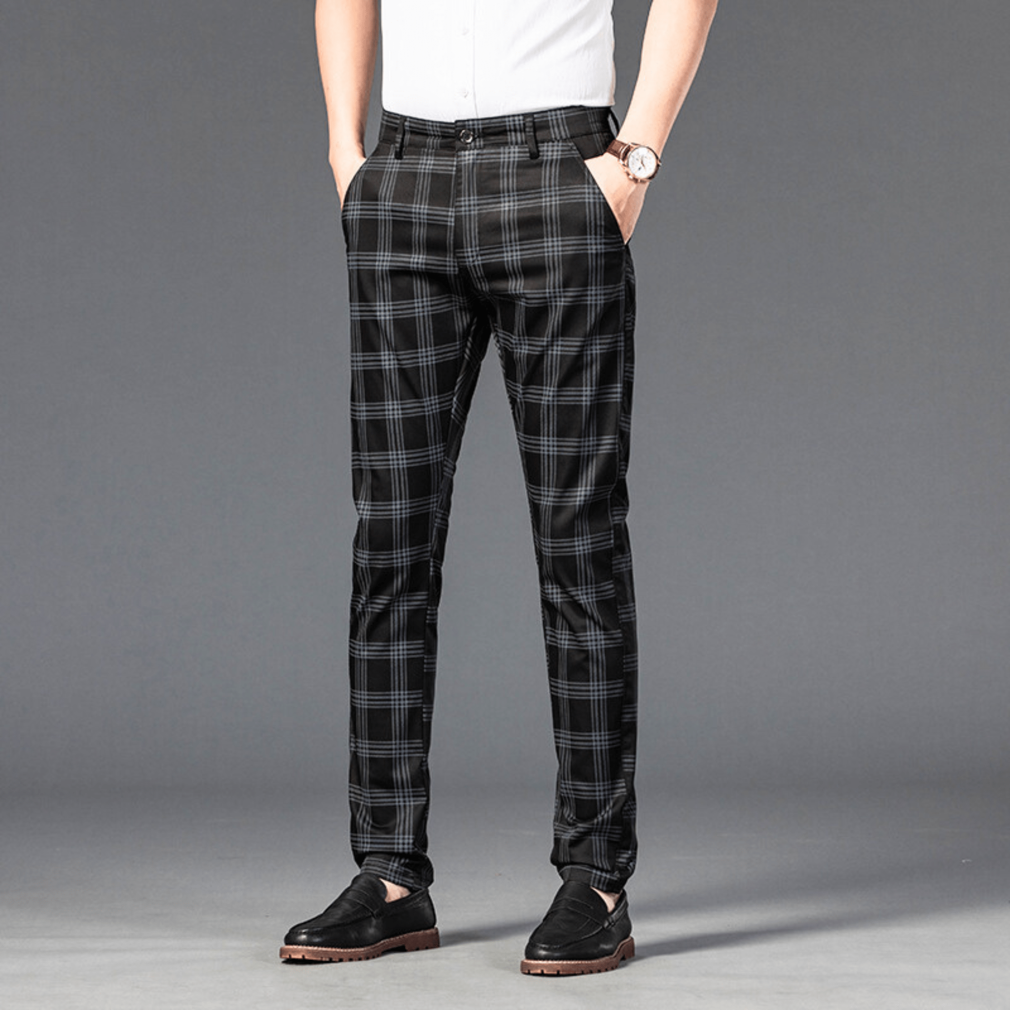 Checkered Slim Fit Business Pants