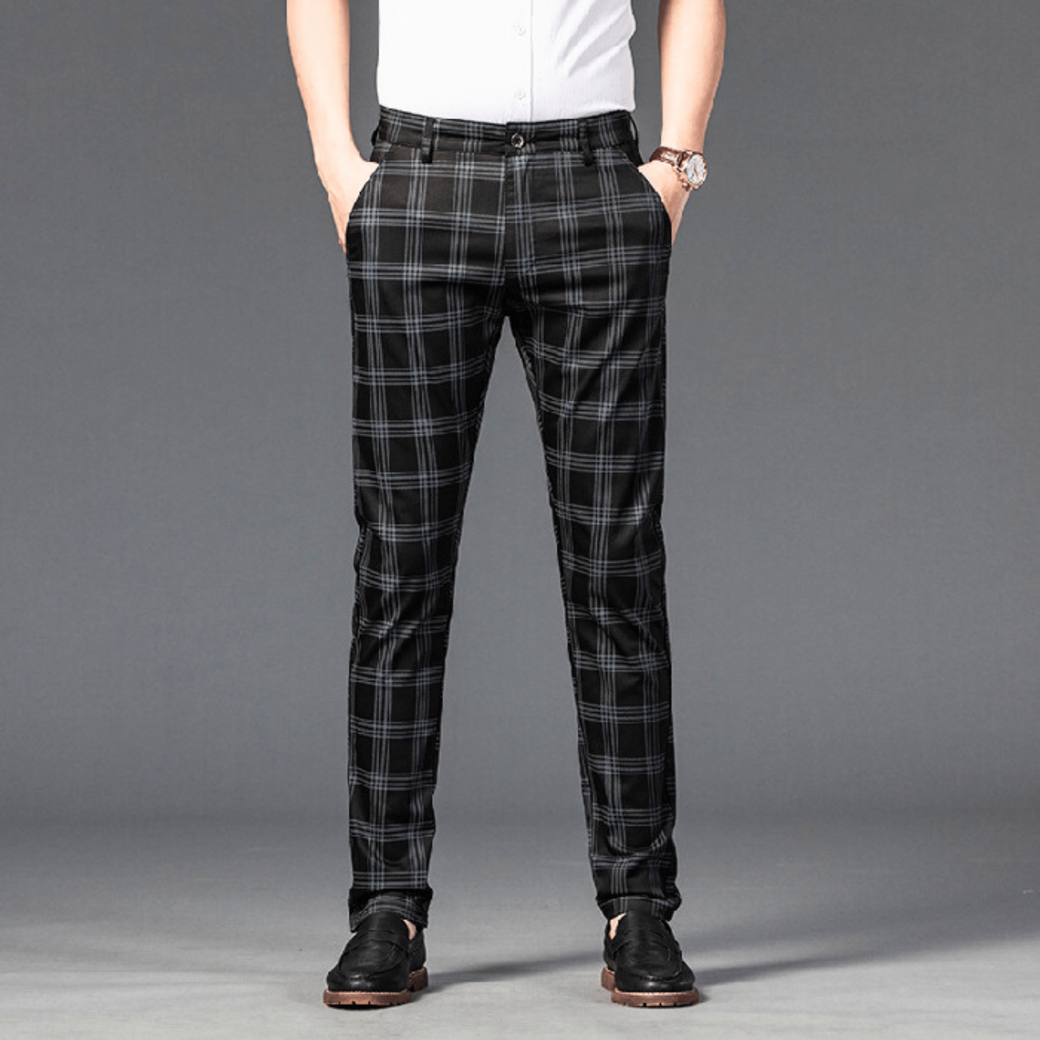 Checkered Slim Fit Business Pants