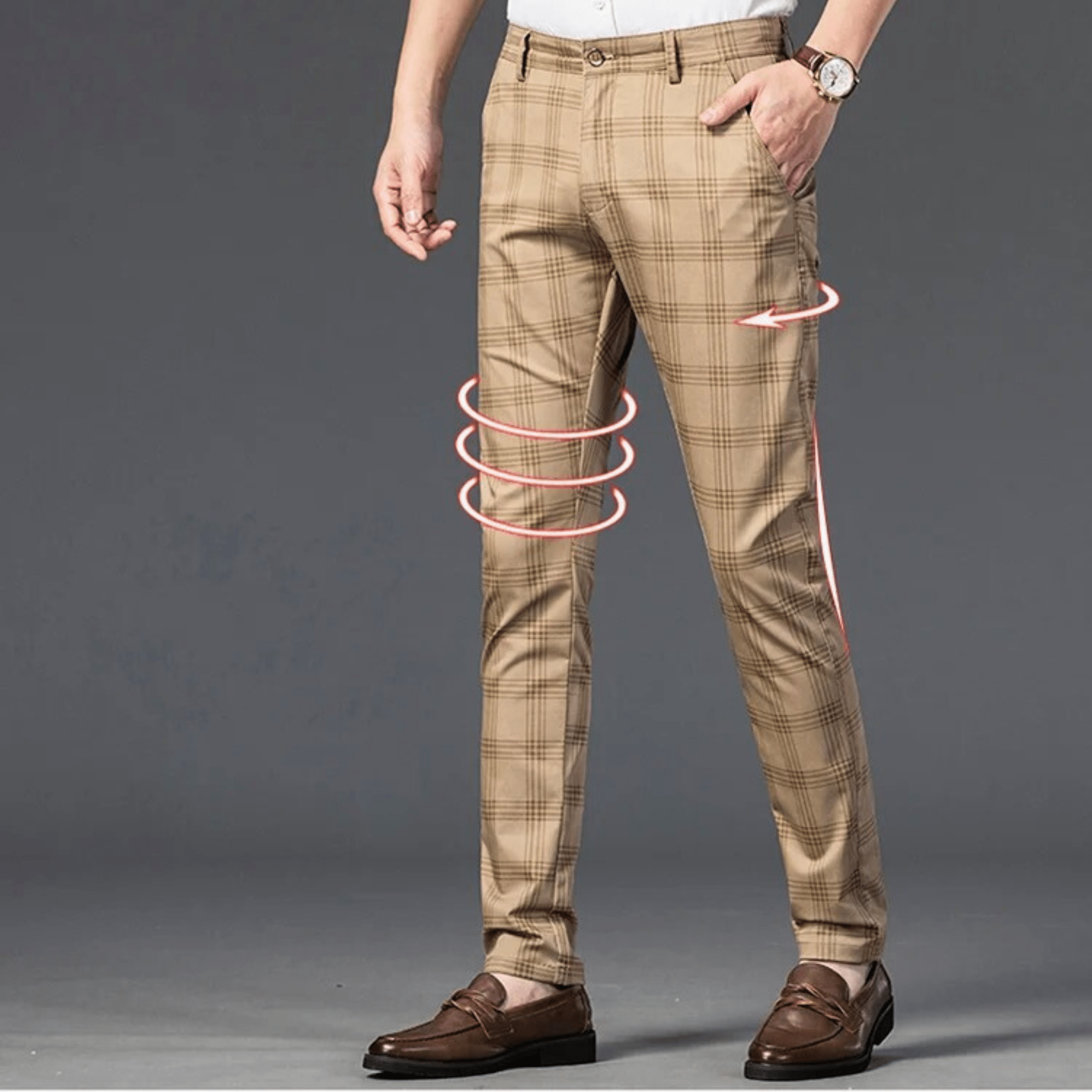 Checkered Slim Fit Business Pants