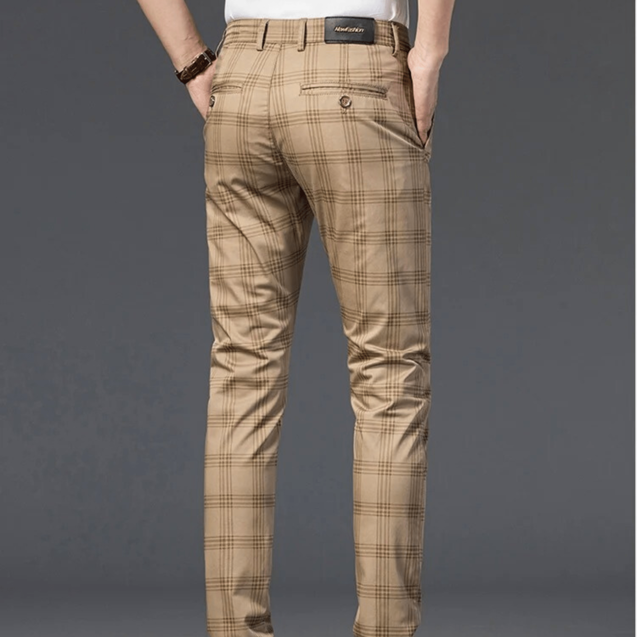 Checkered Slim Fit Business Pants