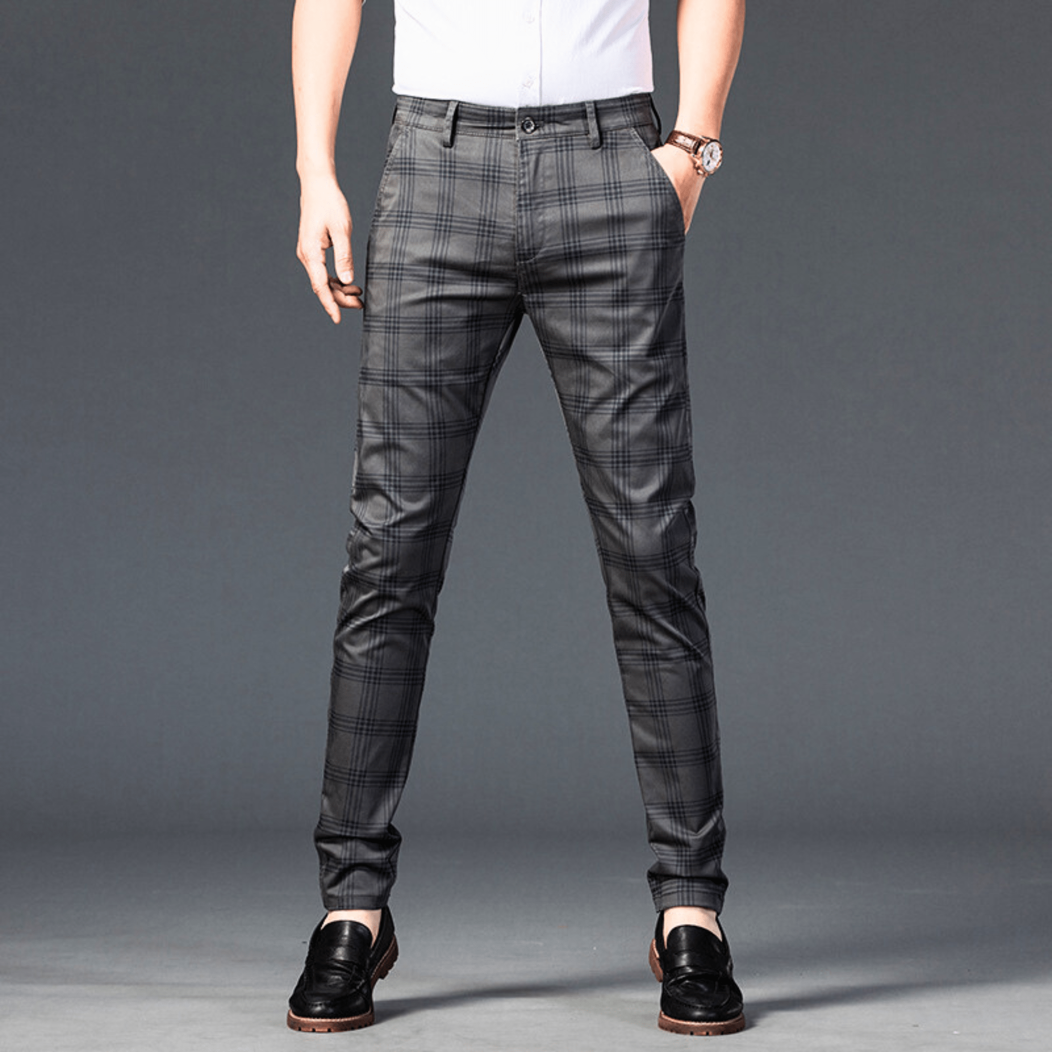Checkered Slim Fit Business Pants
