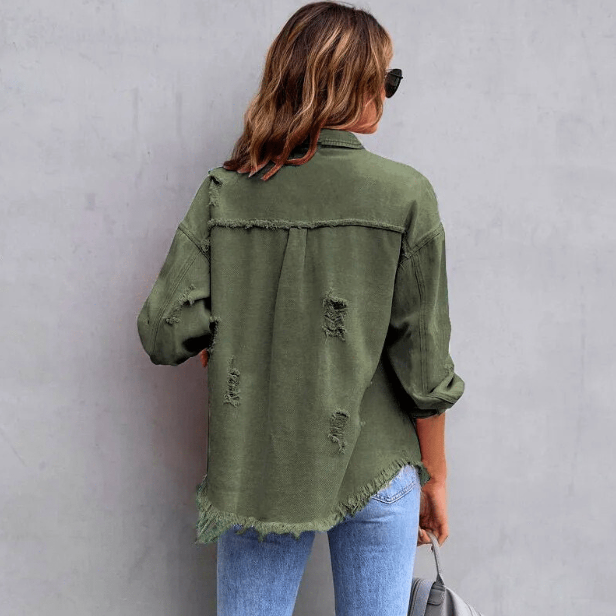 Colorful Distressed Oversized Denim Shirt