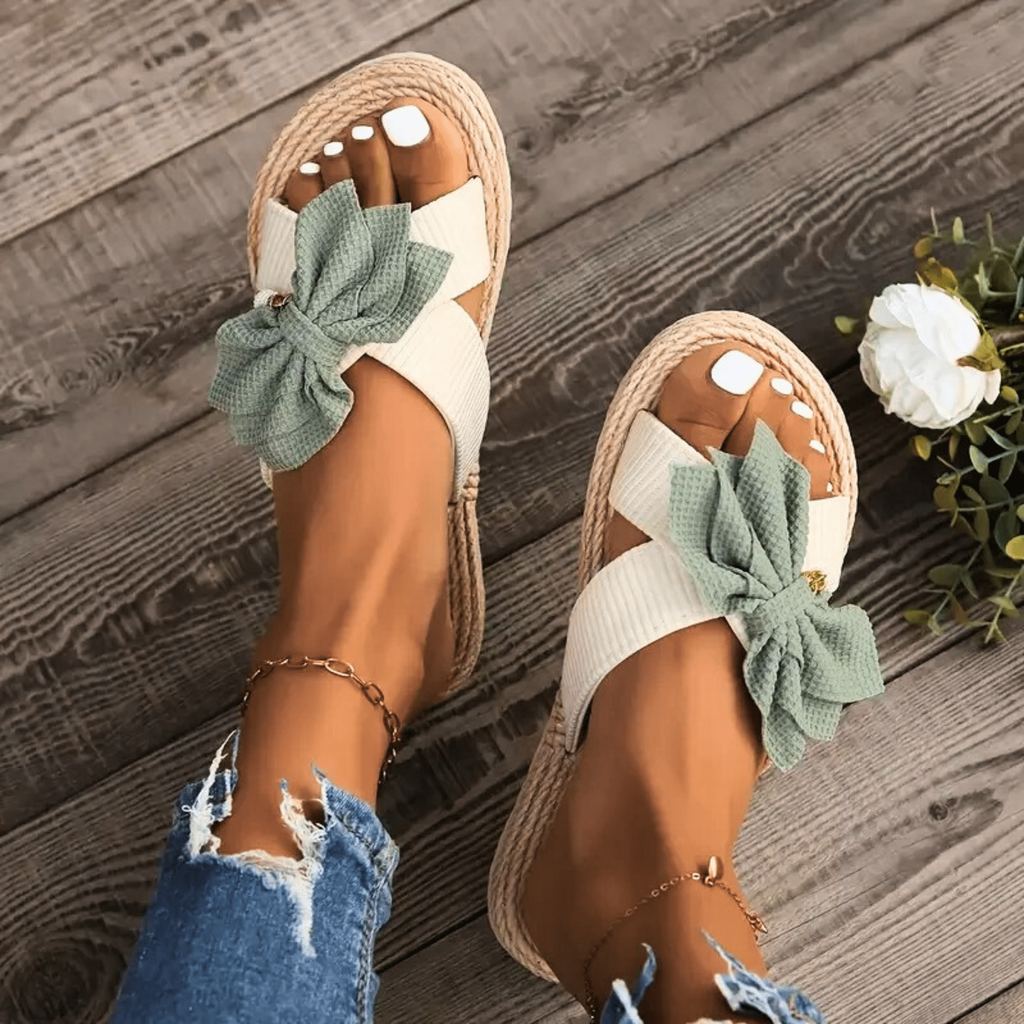 Coral Bow Summer Sandals