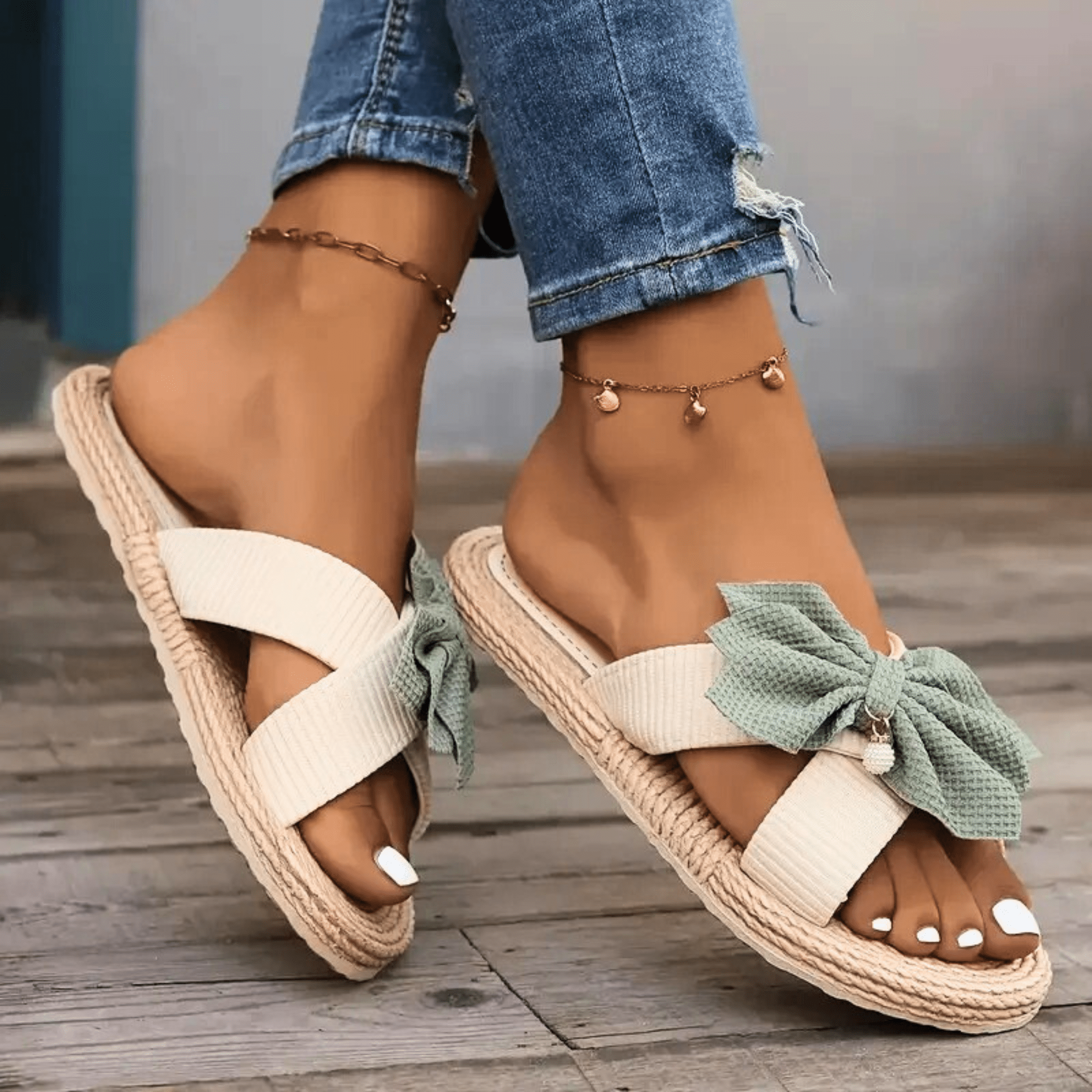 Coral Bow Summer Sandals