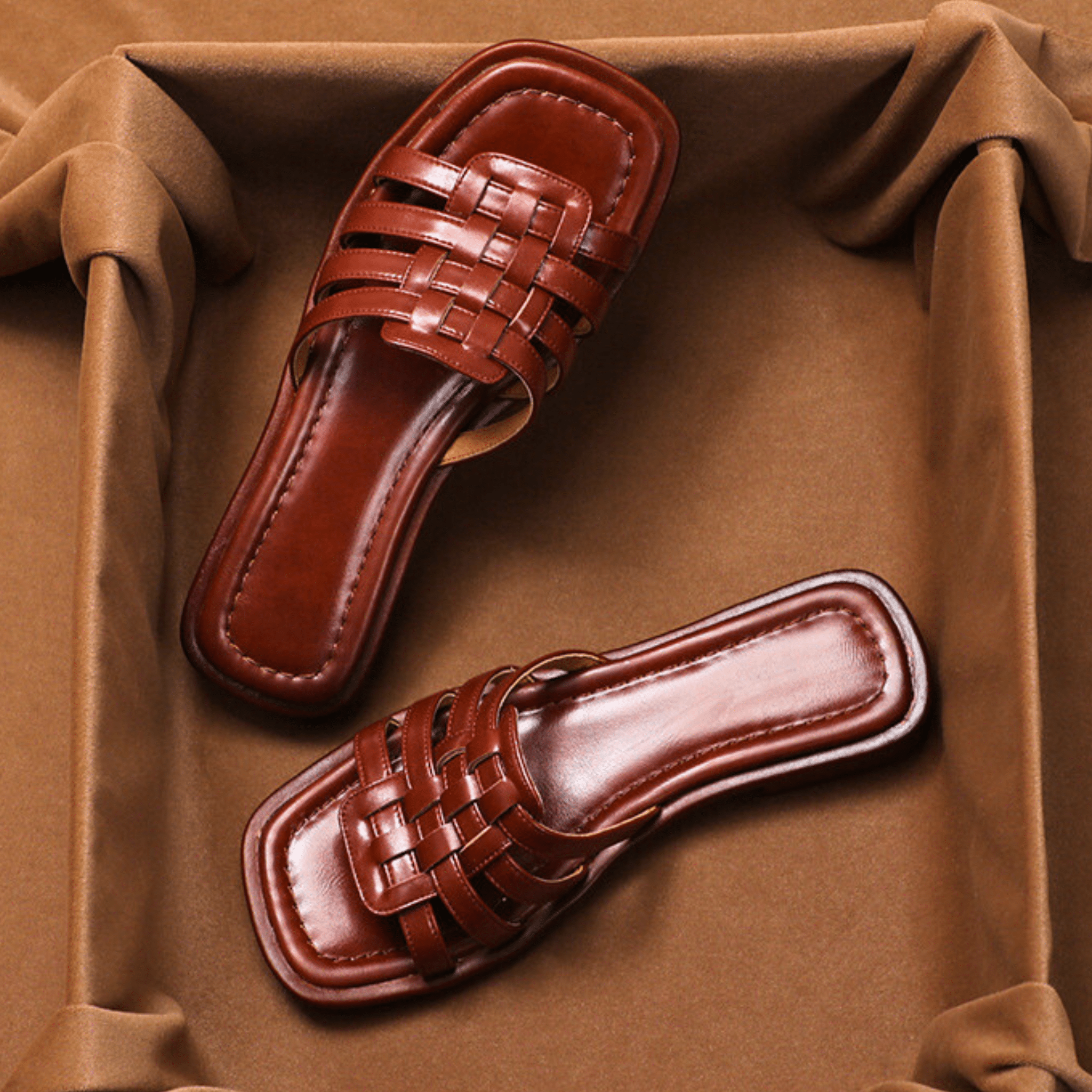 Cross-Handwoven Leather Sandals
