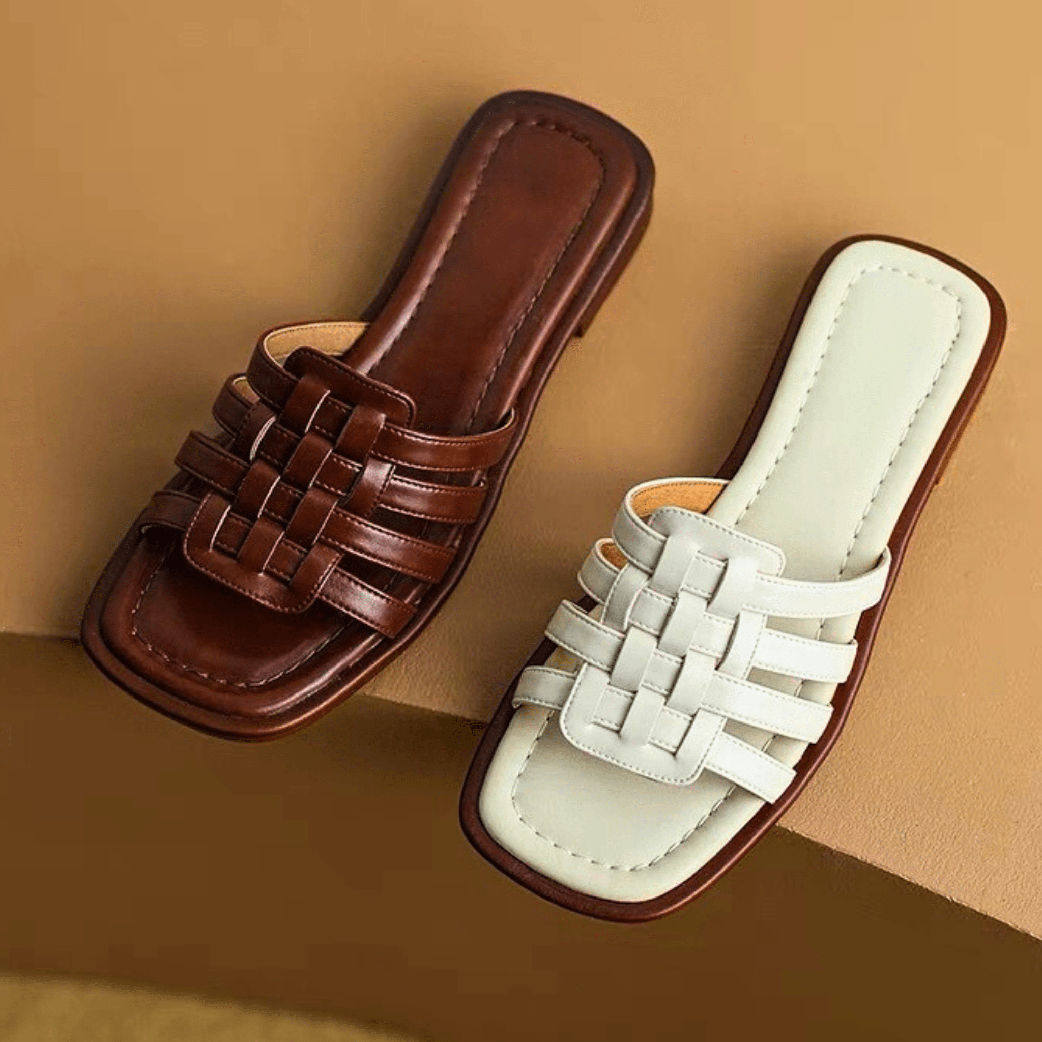 Cross-Handwoven Leather Sandals