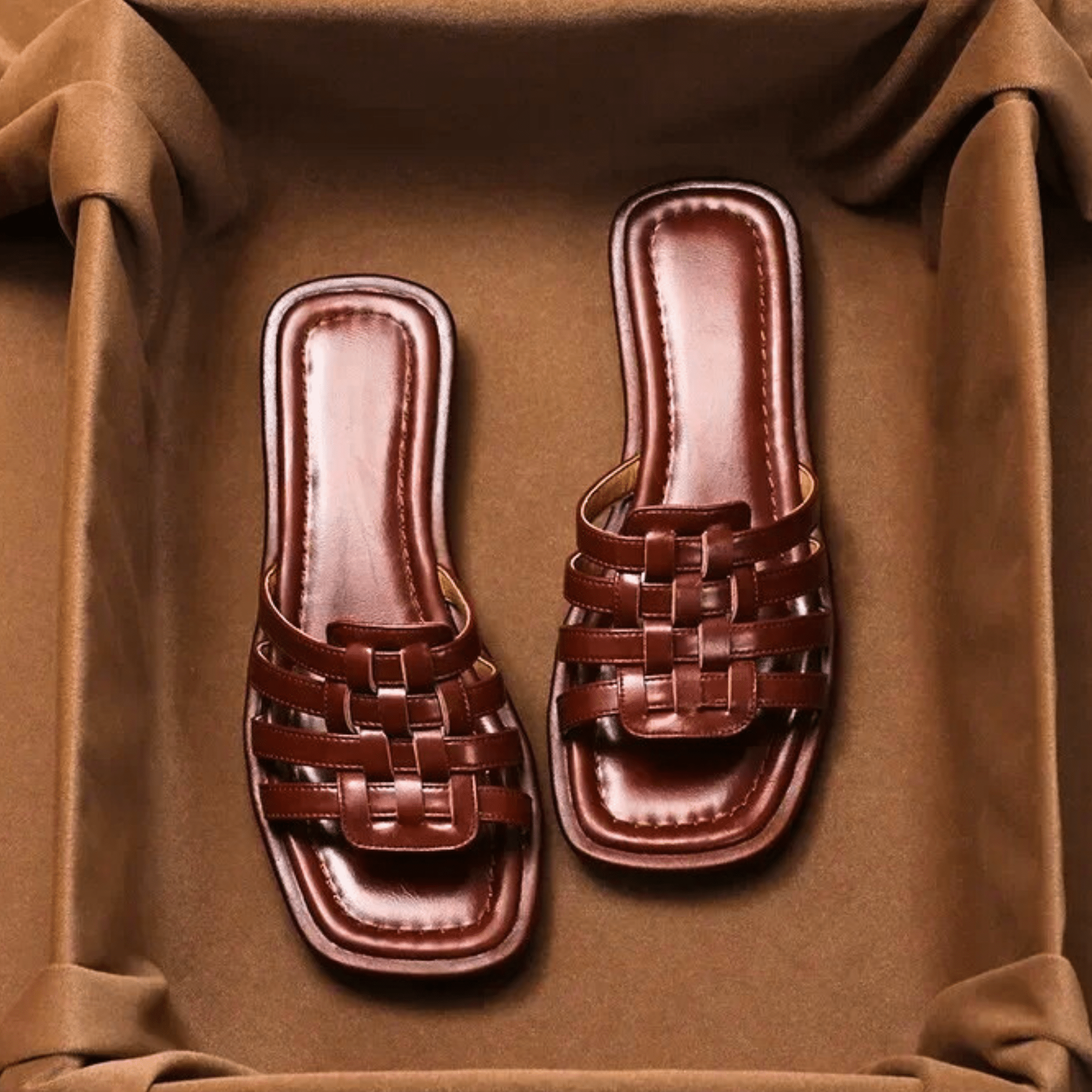 Cross-Handwoven Leather Sandals