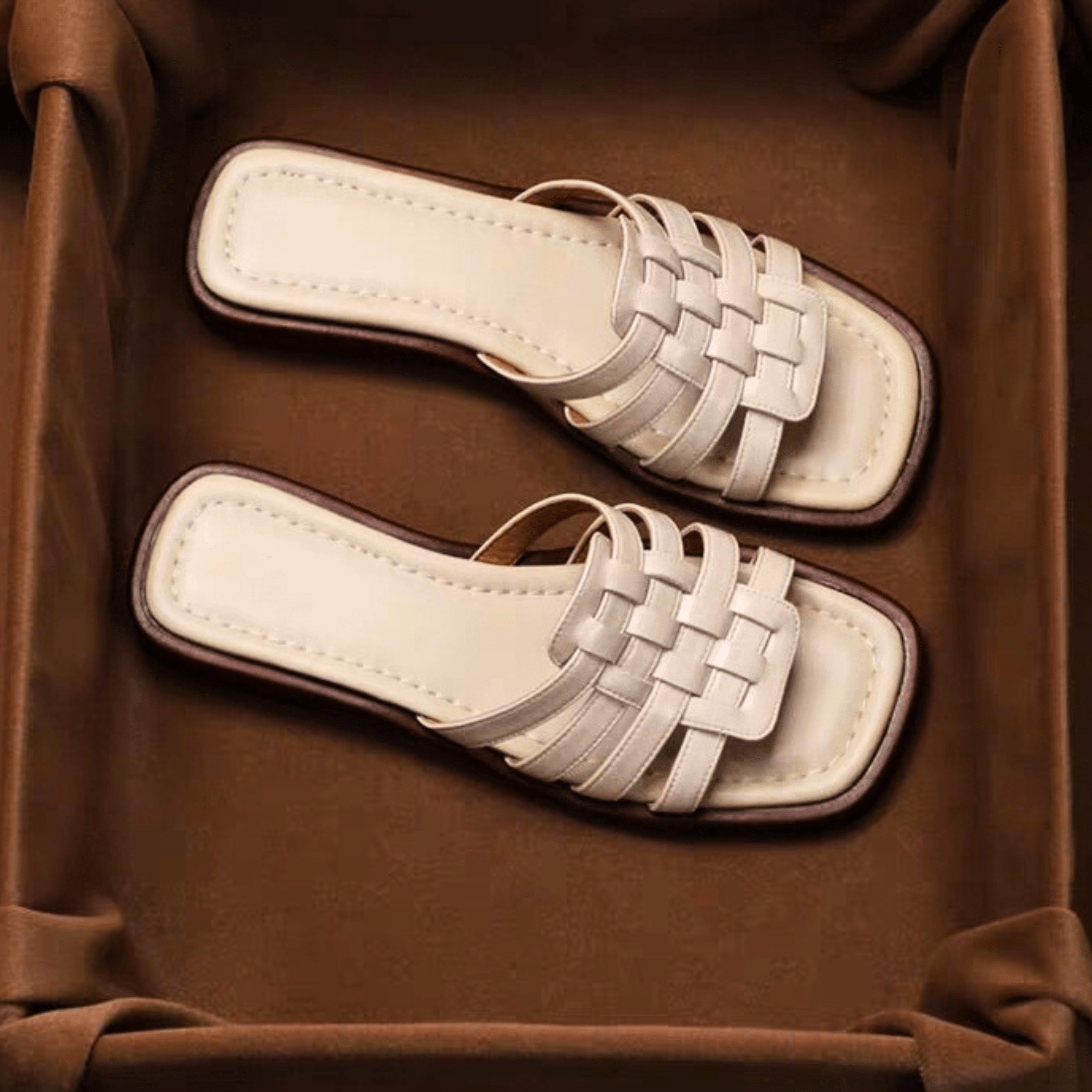 Cross-Handwoven Leather Sandals