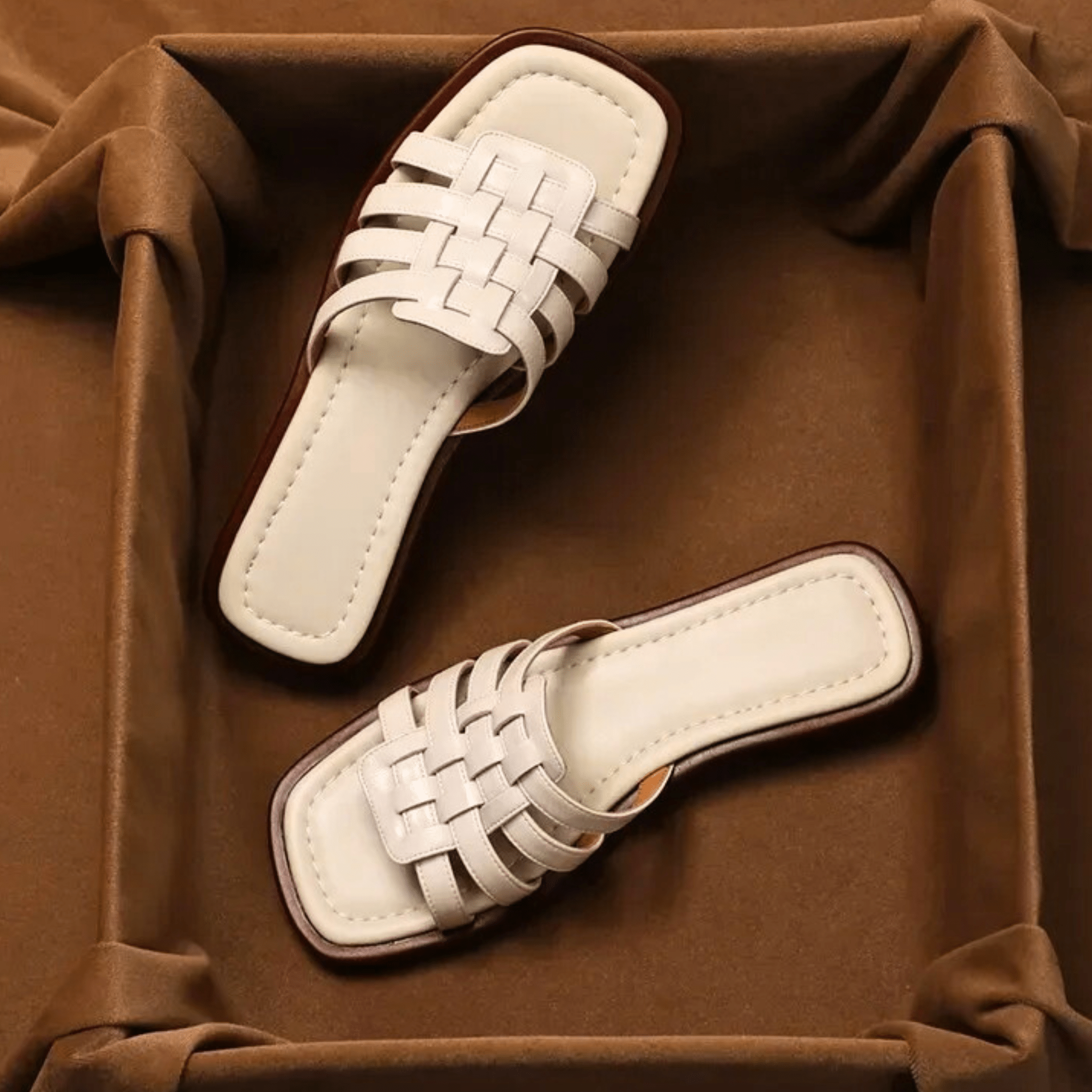 Cross-Handwoven Leather Sandals