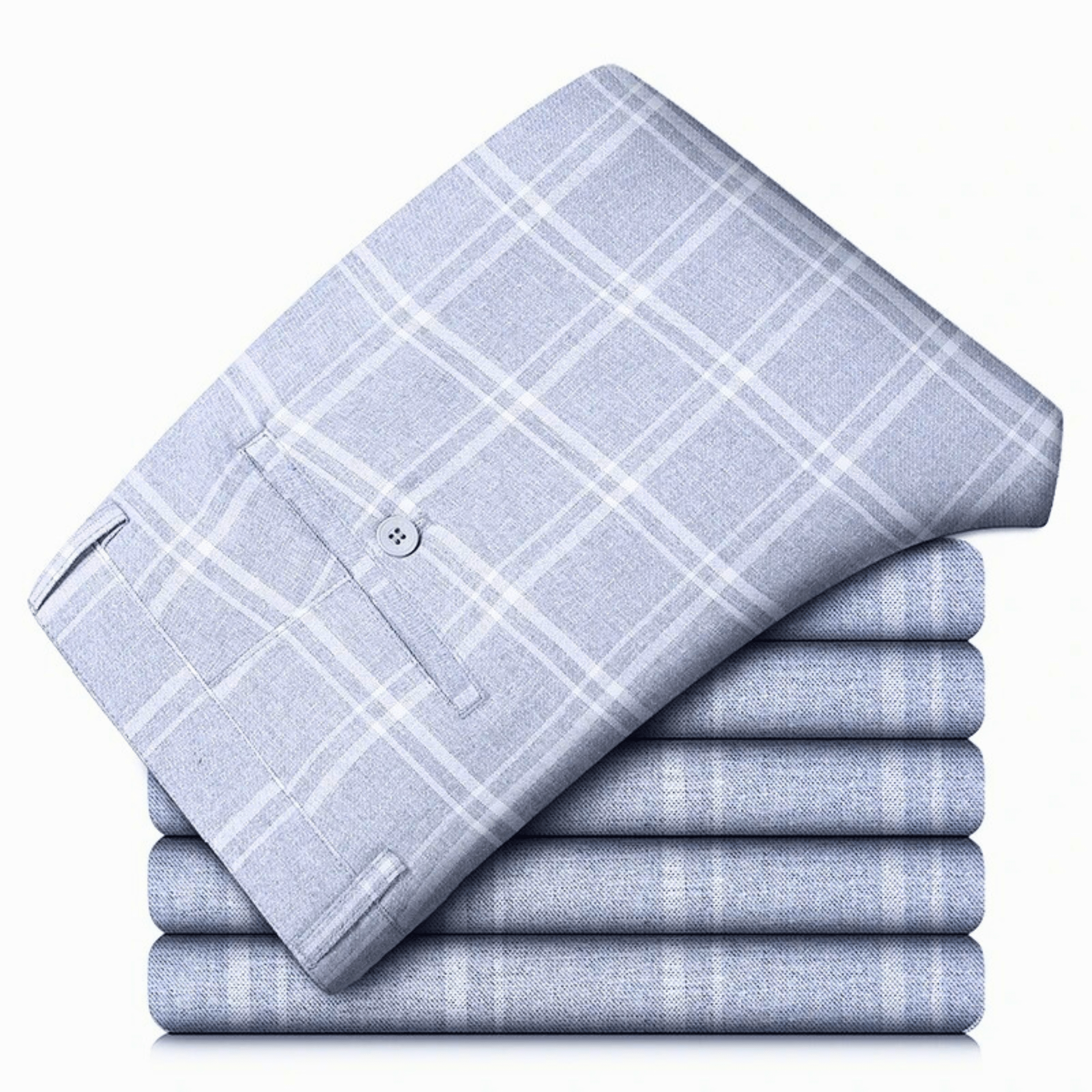 Executive Plaid Straight-Leg Pants