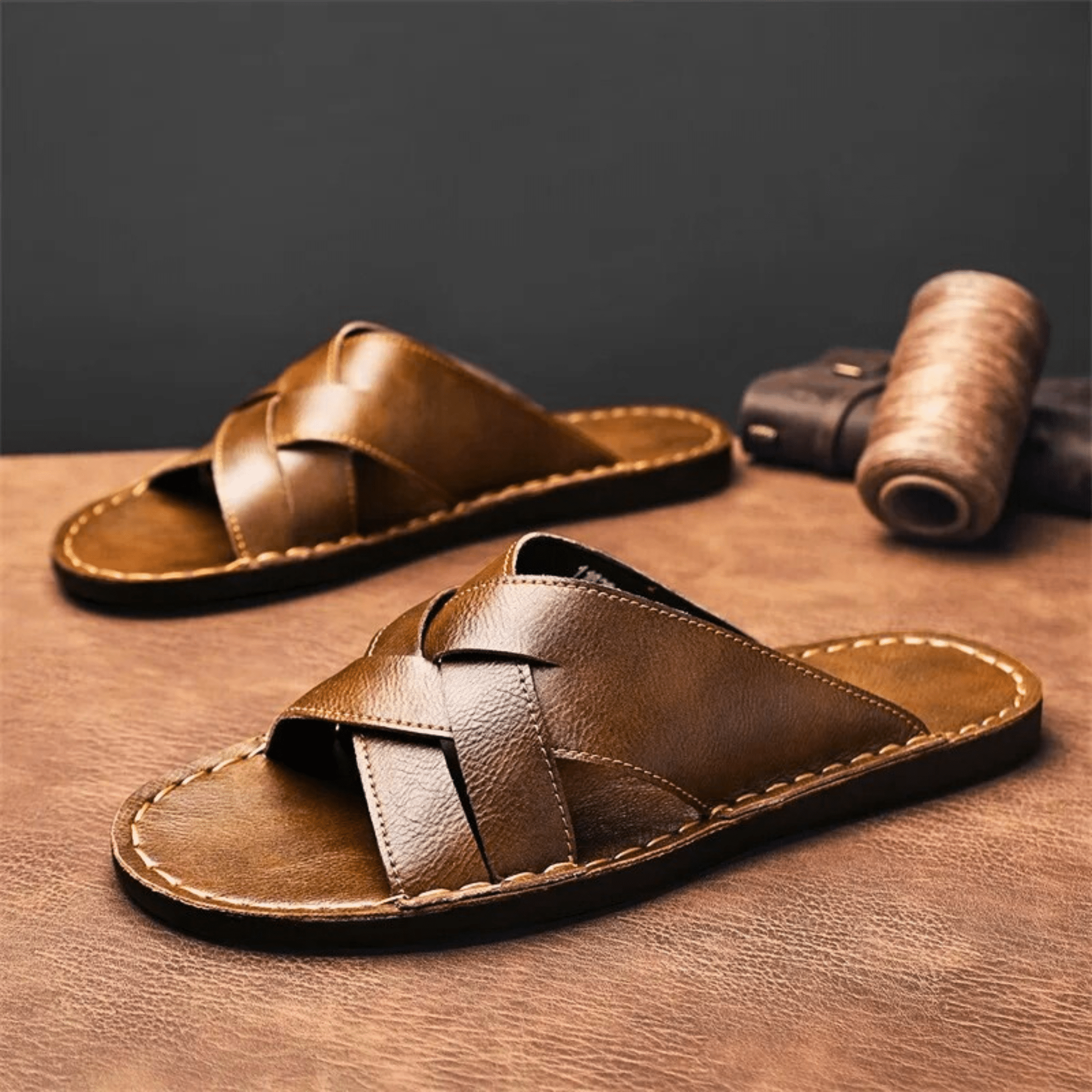 Genuine Leather Beach Slippers