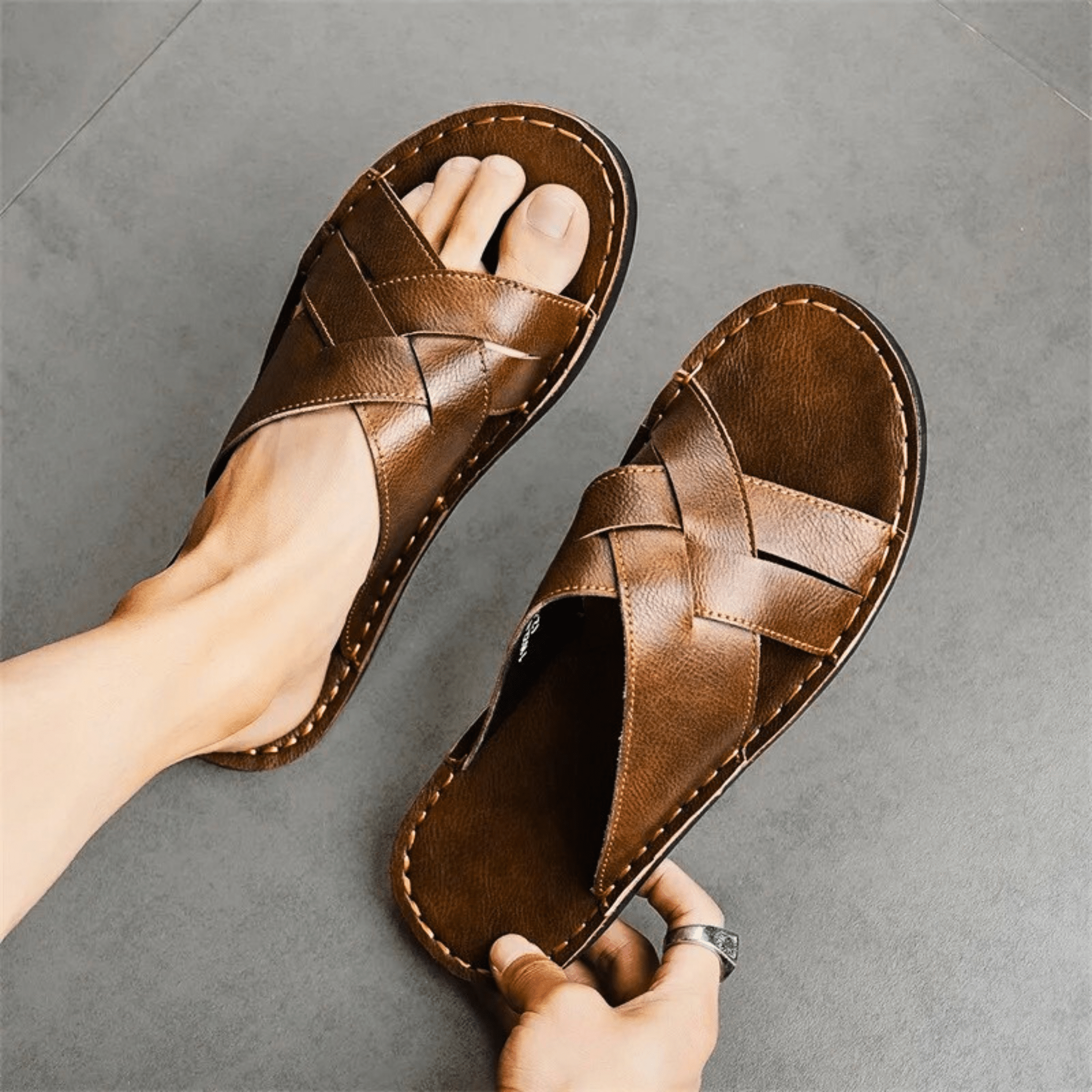 Genuine Leather Beach Slippers