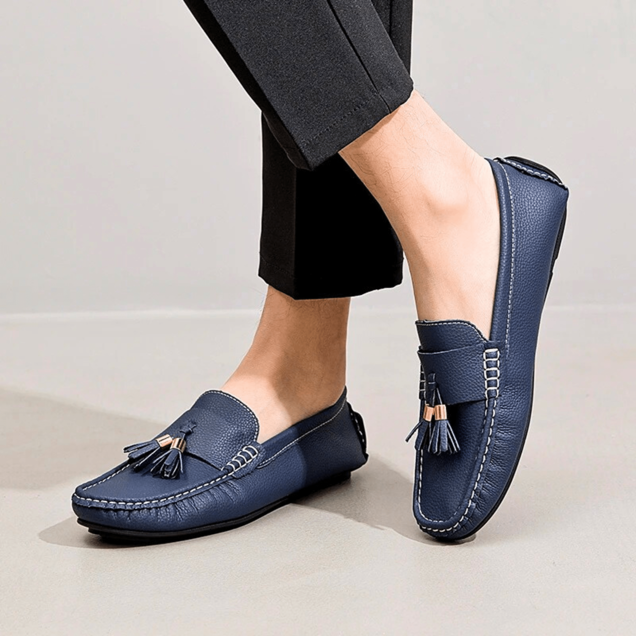 Genuine Leather Tassel Slip-Ons