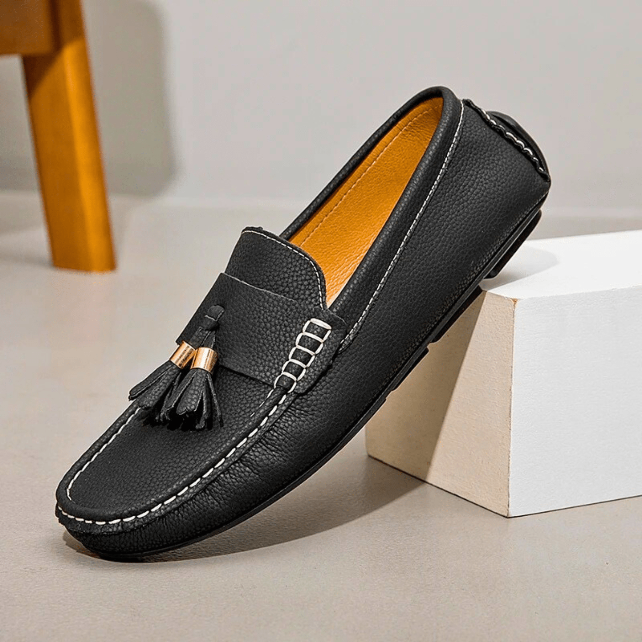 Genuine Leather Tassel Slip-Ons
