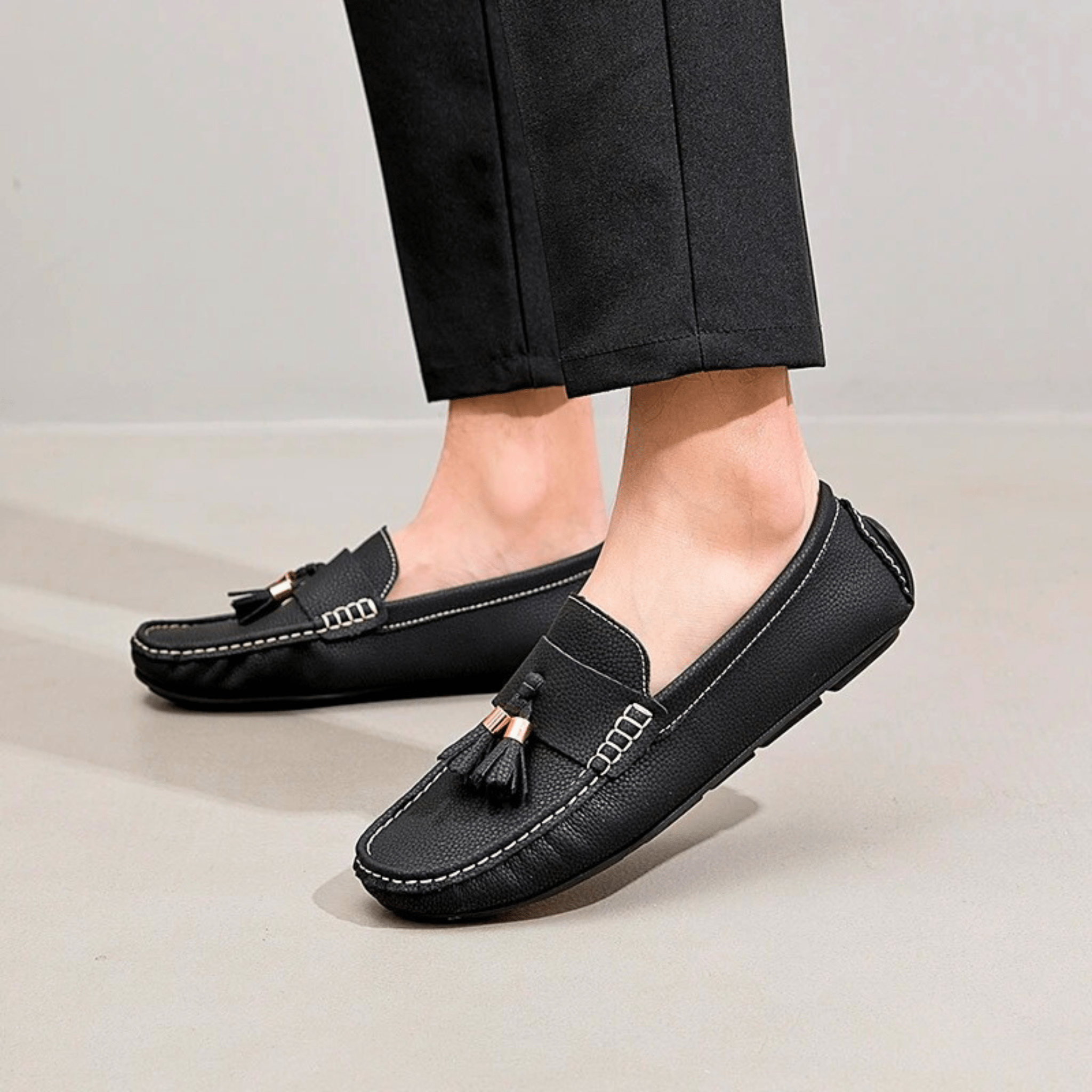 Genuine Leather Tassel Slip-Ons