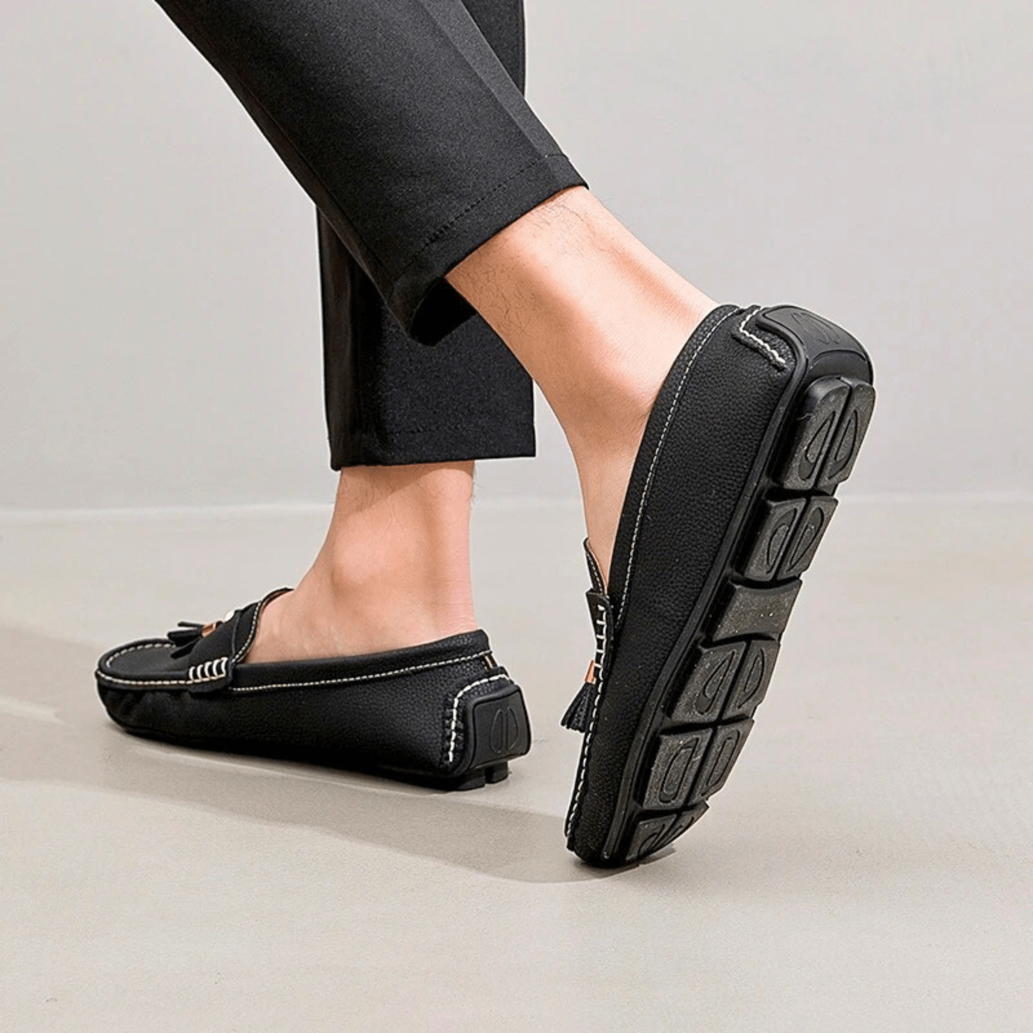 Genuine Leather Tassel Slip-Ons