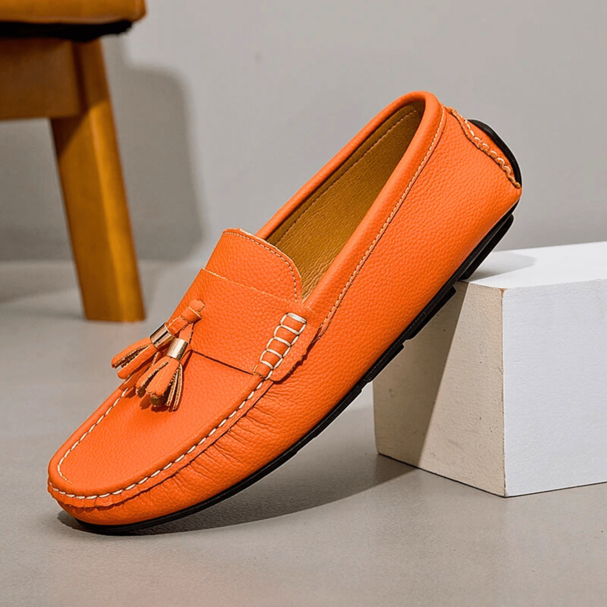 Genuine Leather Tassel Slip-Ons