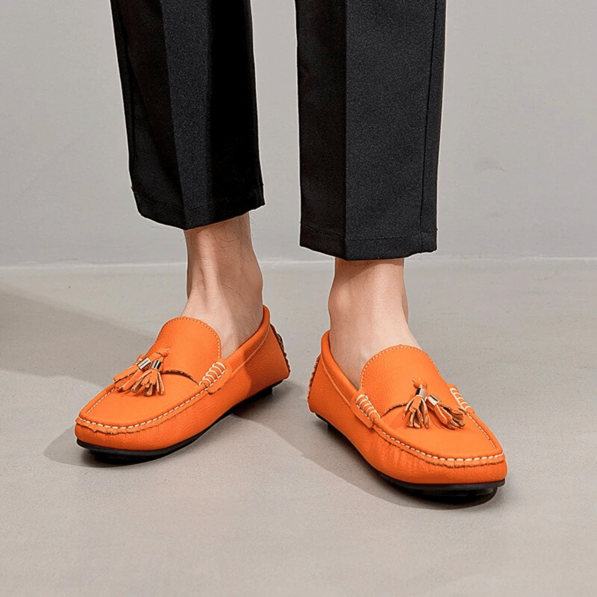 Genuine Leather Tassel Slip-Ons