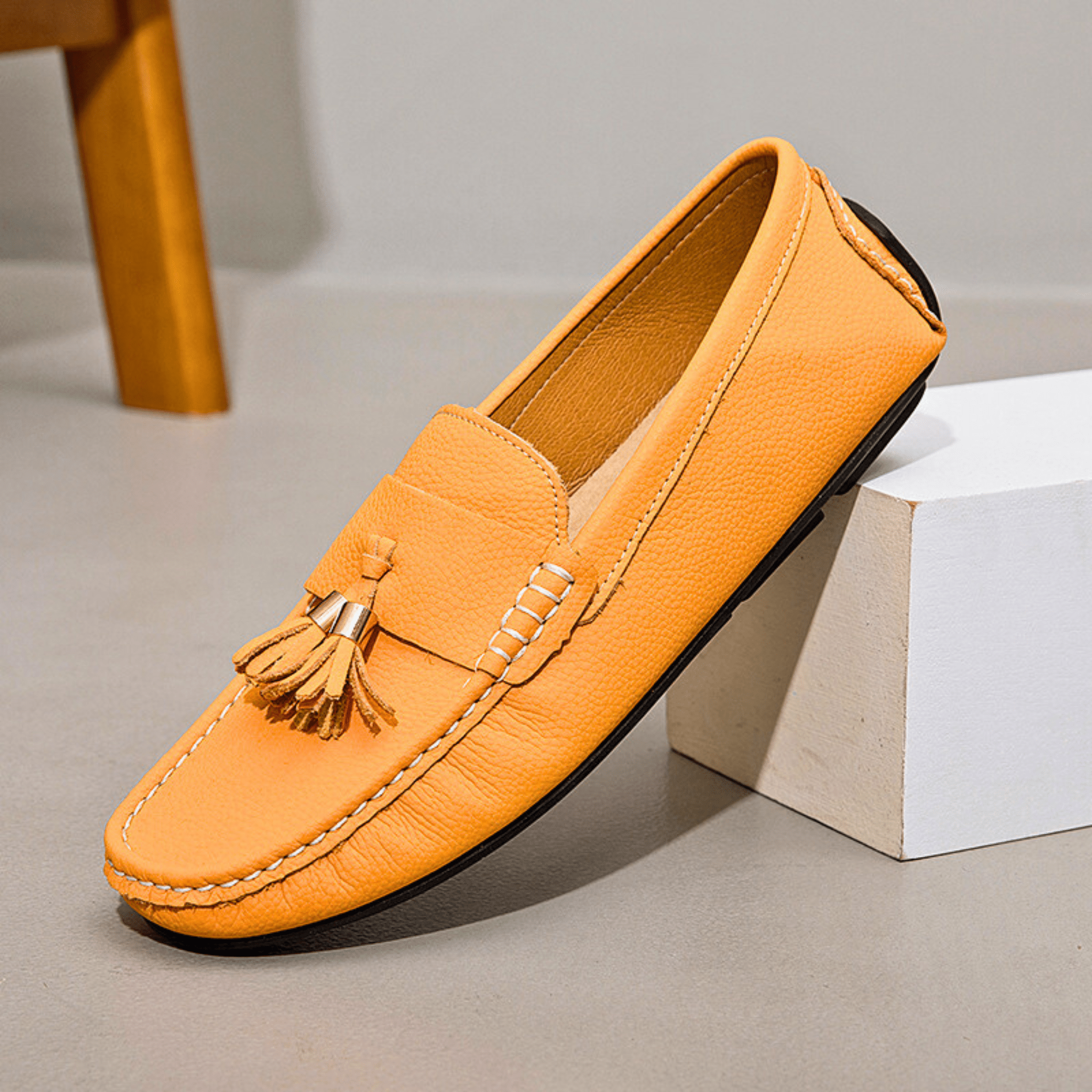 Genuine Leather Tassel Slip-Ons