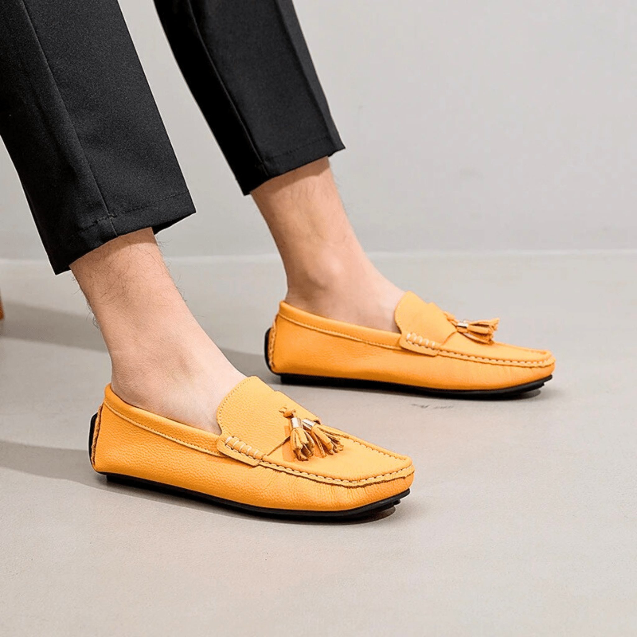 Genuine Leather Tassel Slip-Ons