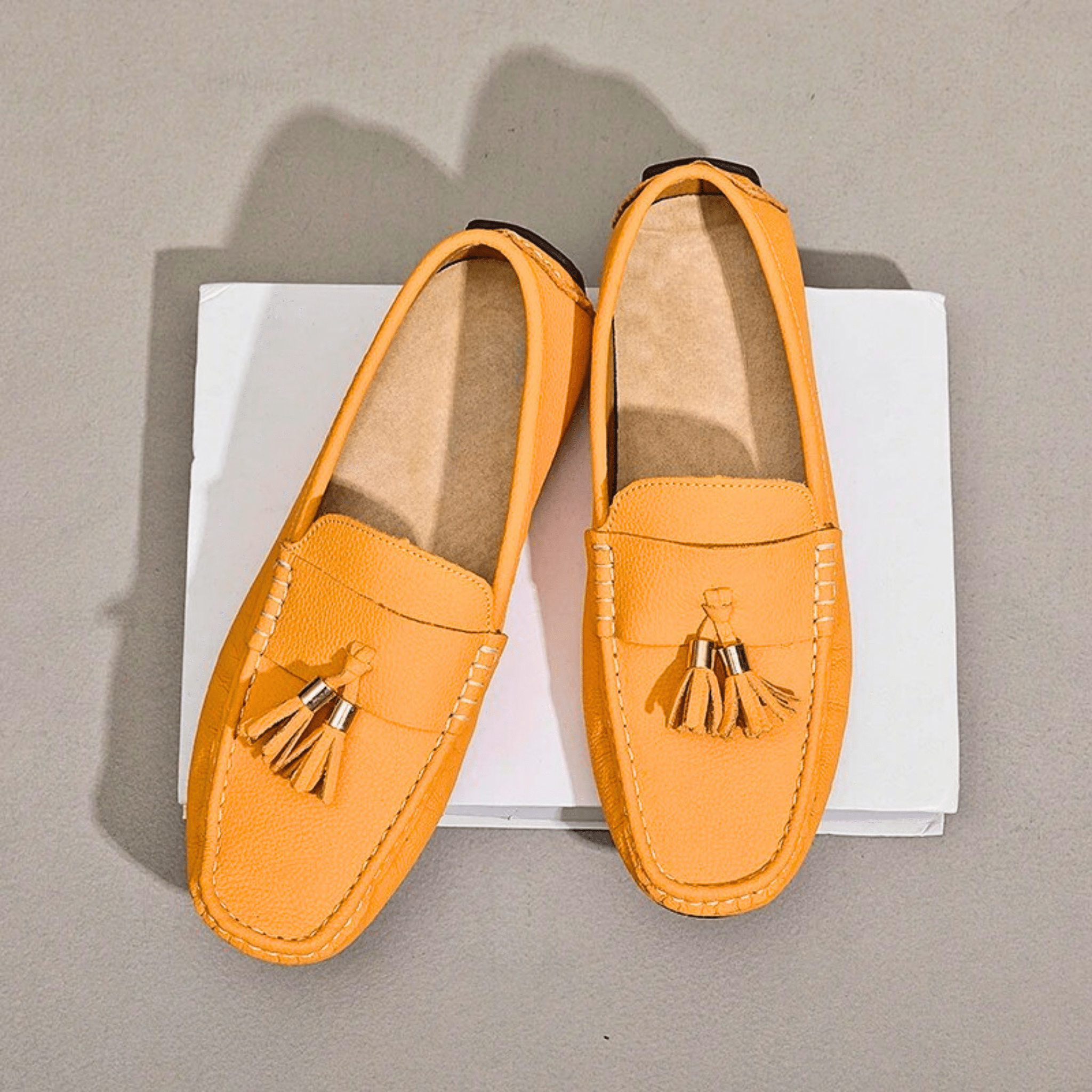 Genuine Leather Tassel Slip-Ons