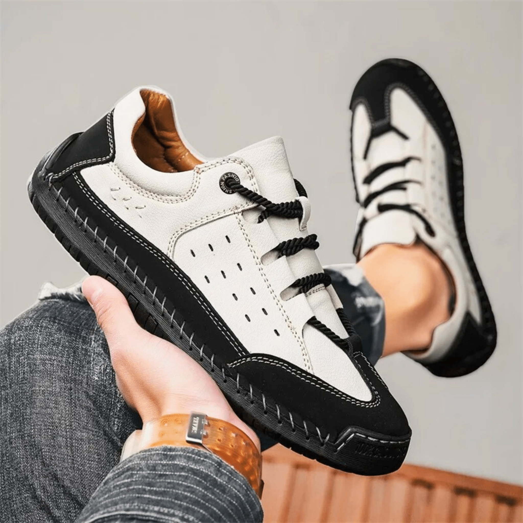 Hand-Stiched Leather Sneakers