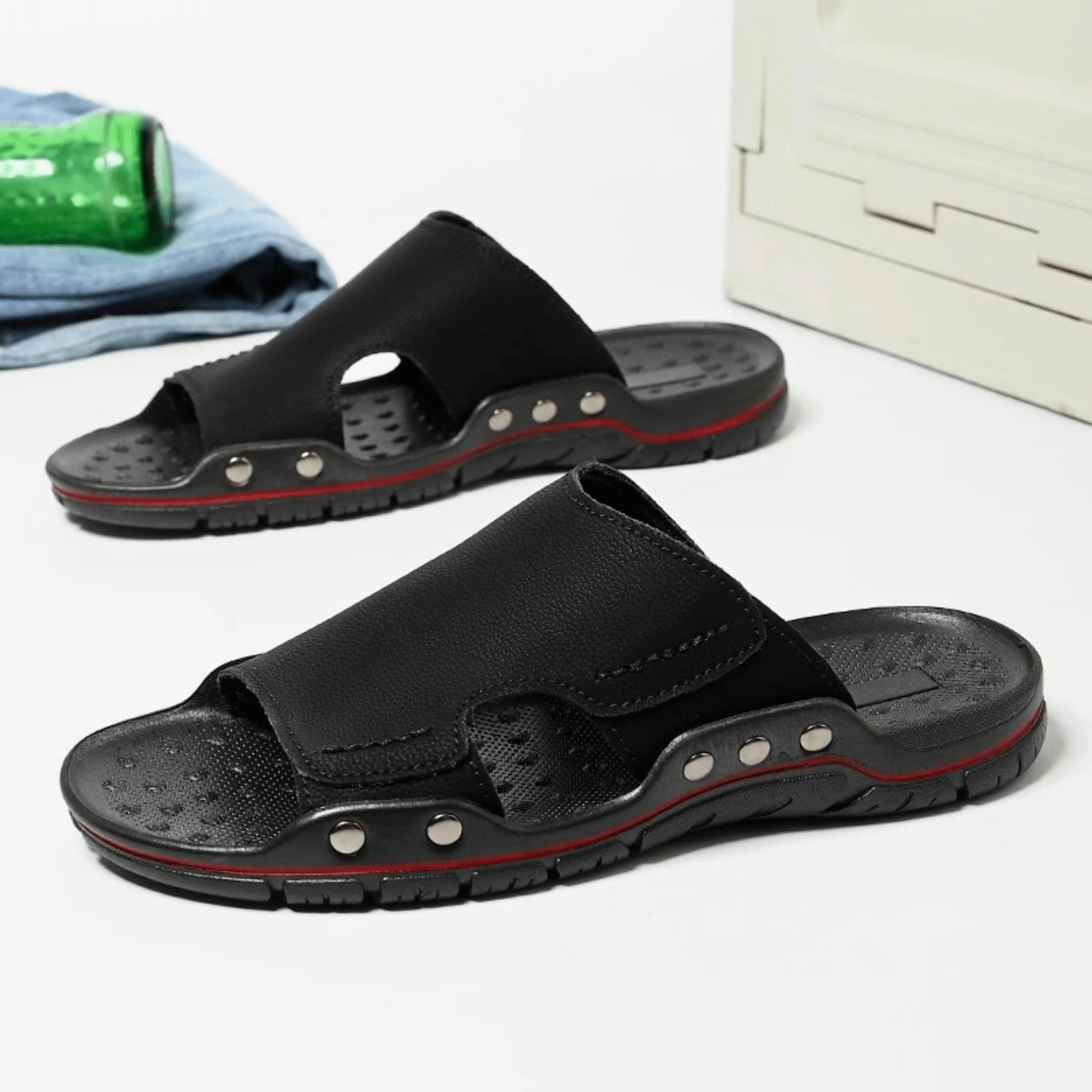 Non-Slip Leather Slippers