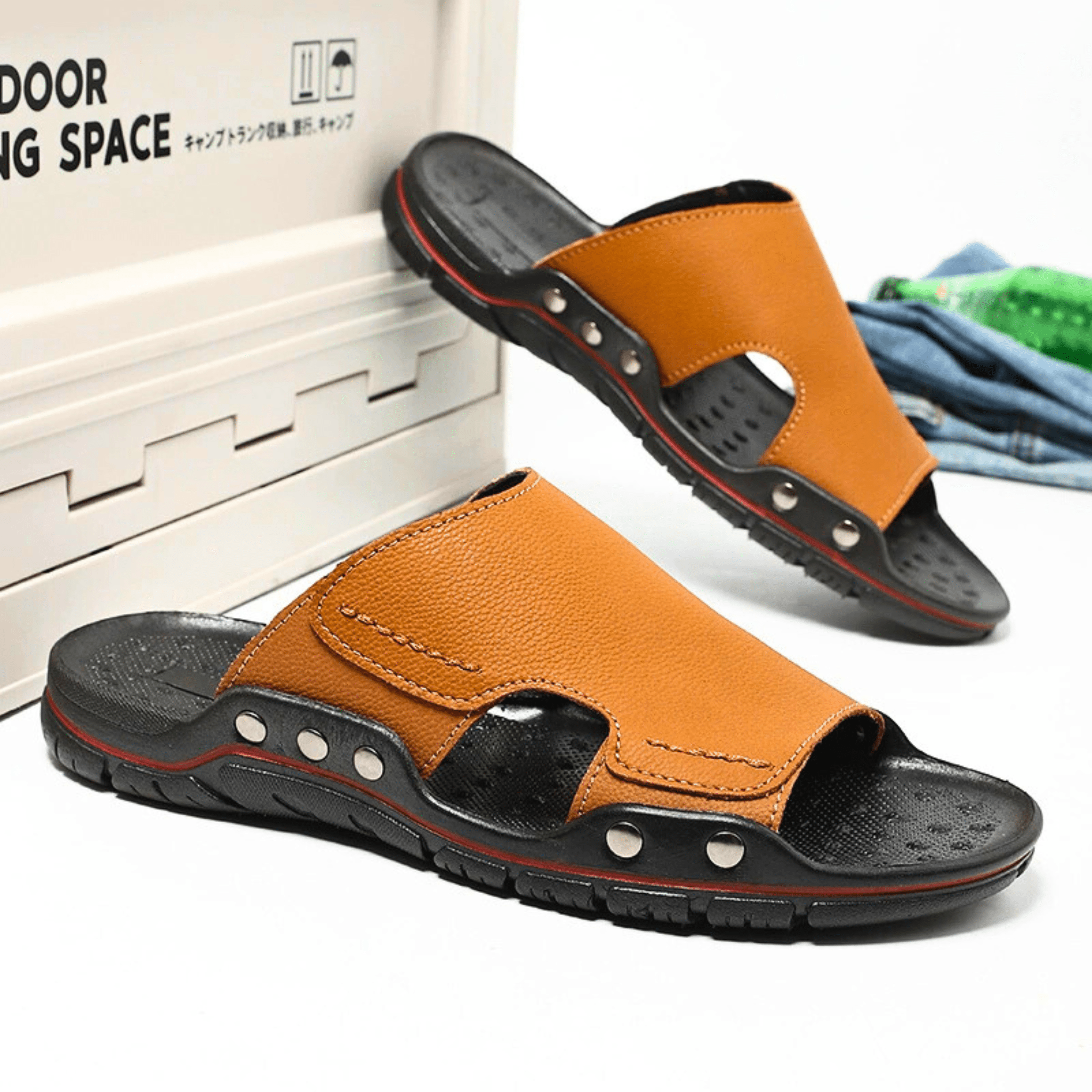 Non-Slip Leather Slippers