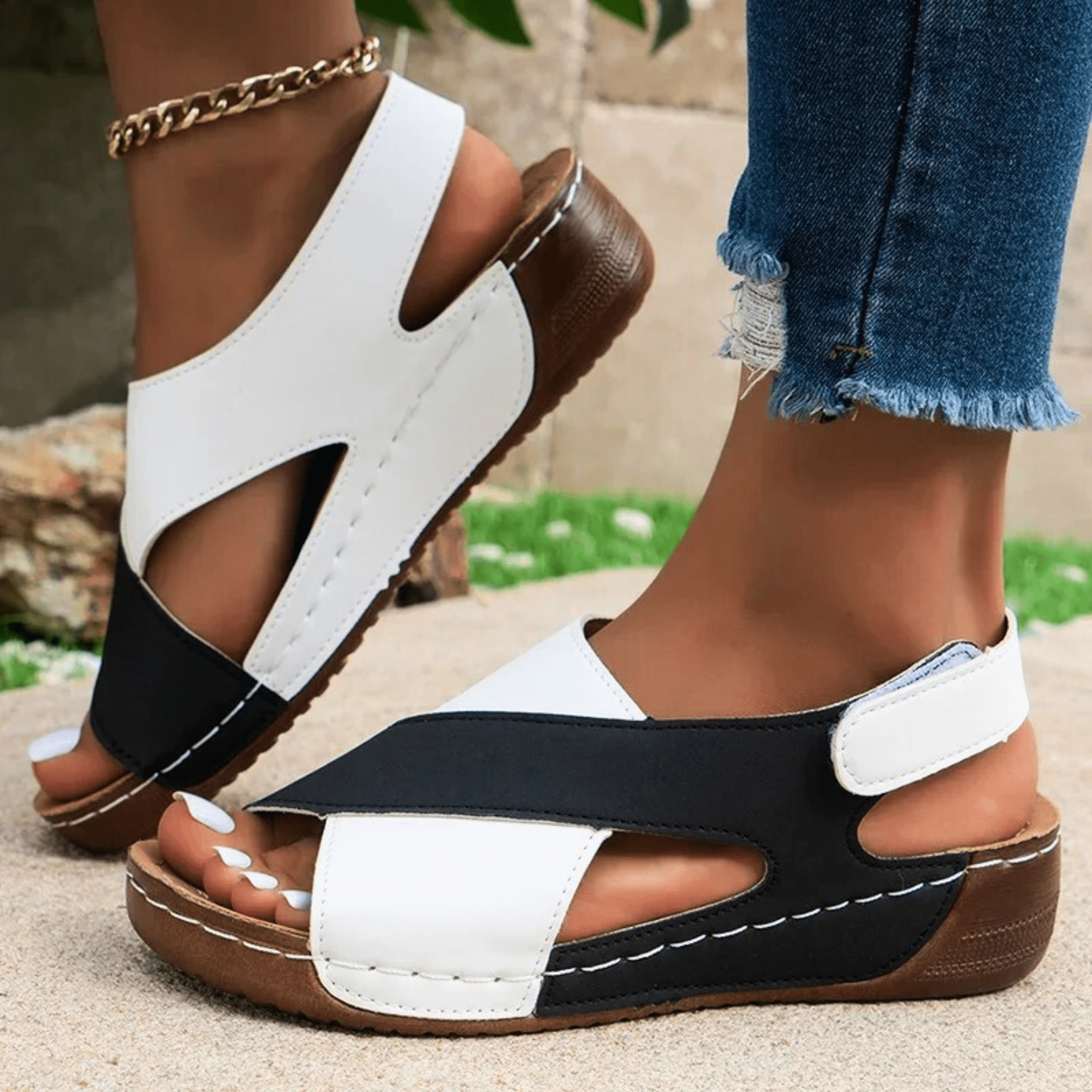 Two-Toned Leather Sandals