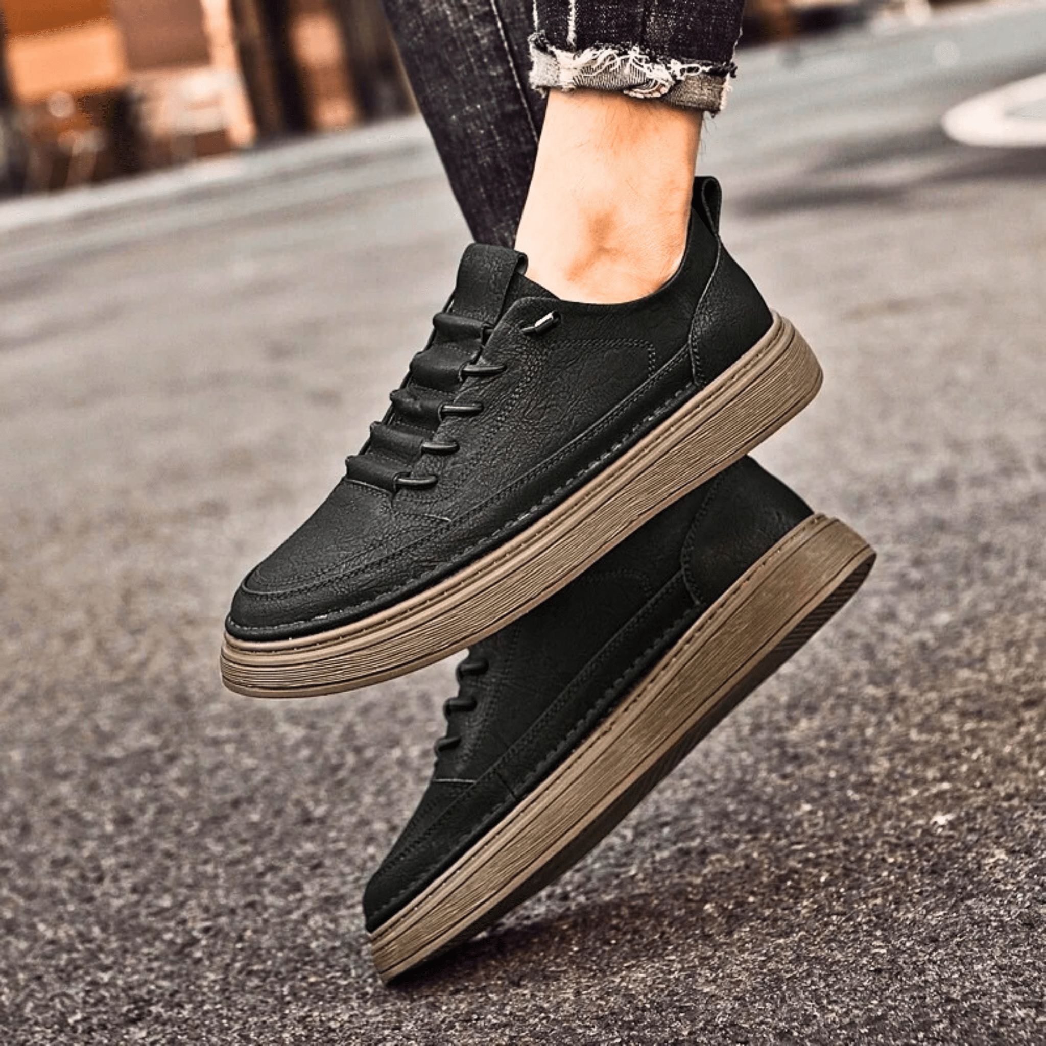 Vulcanized Genuine Leather Sneakers