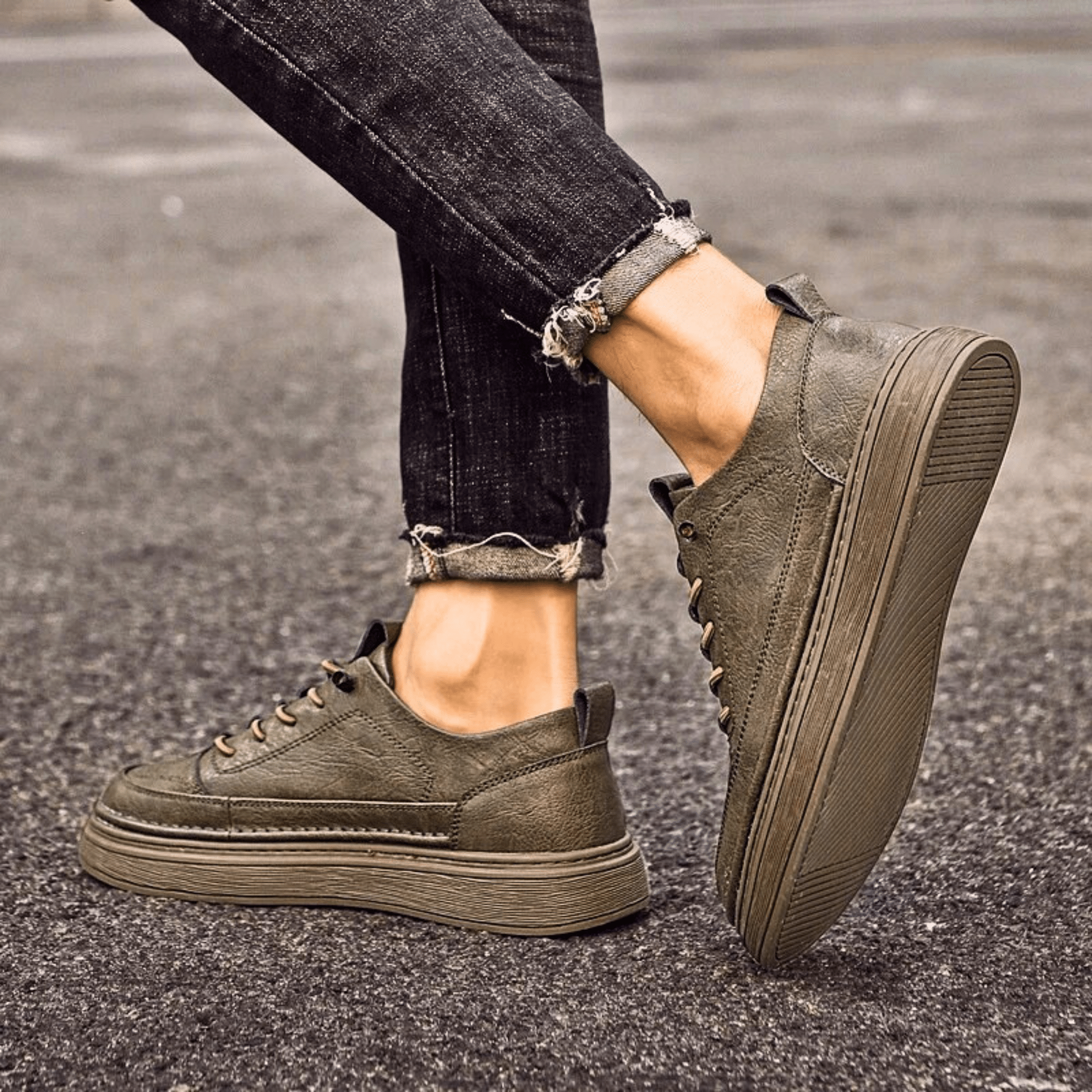 Vulcanized Genuine Leather Sneakers