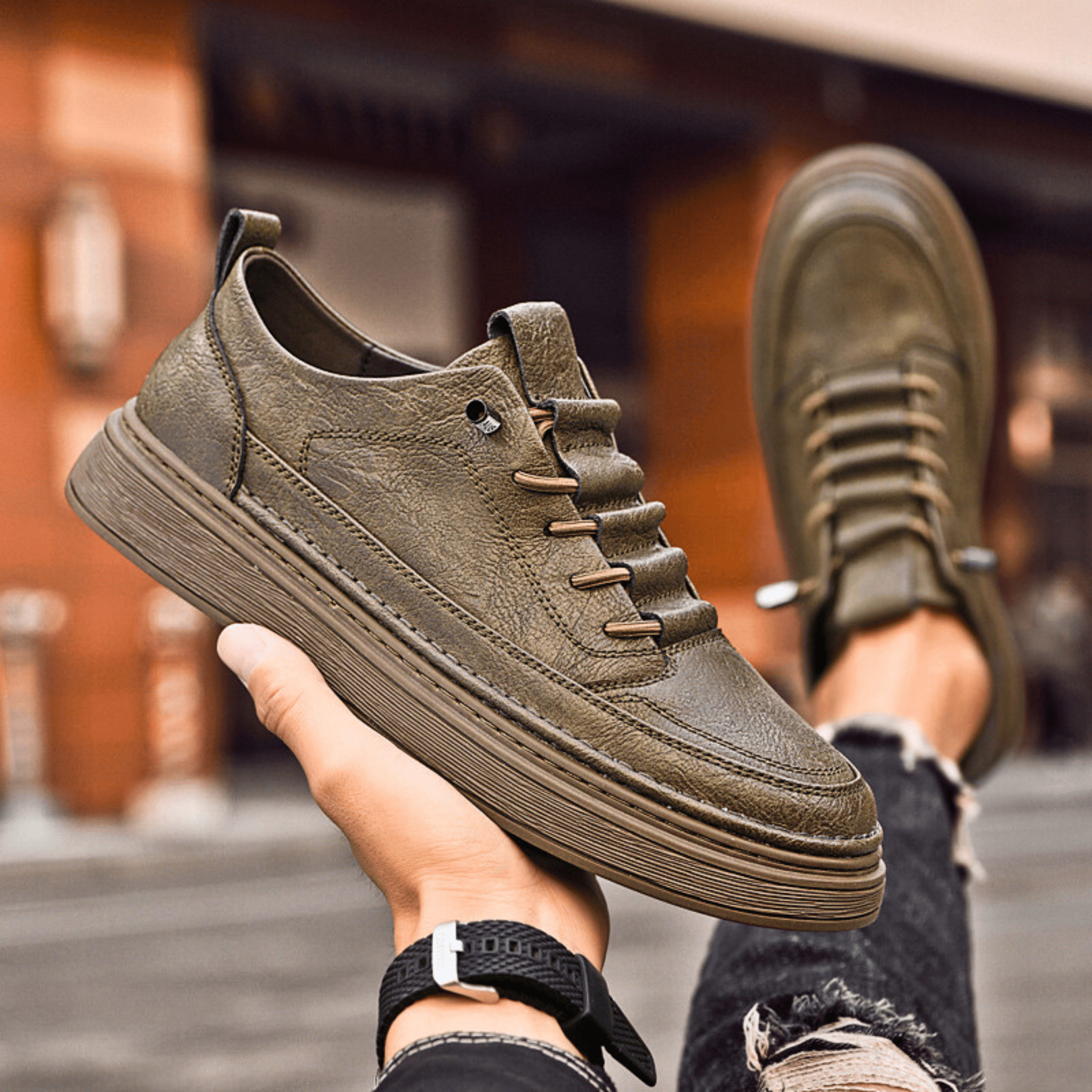 Vulcanized Genuine Leather Sneakers
