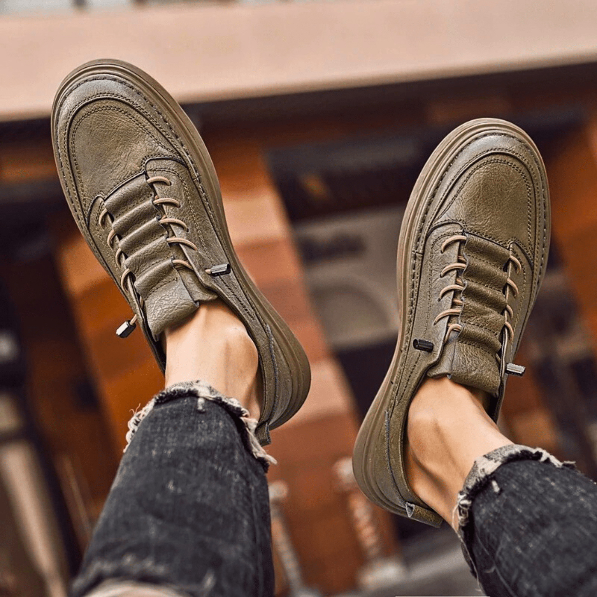 Vulcanized Genuine Leather Sneakers