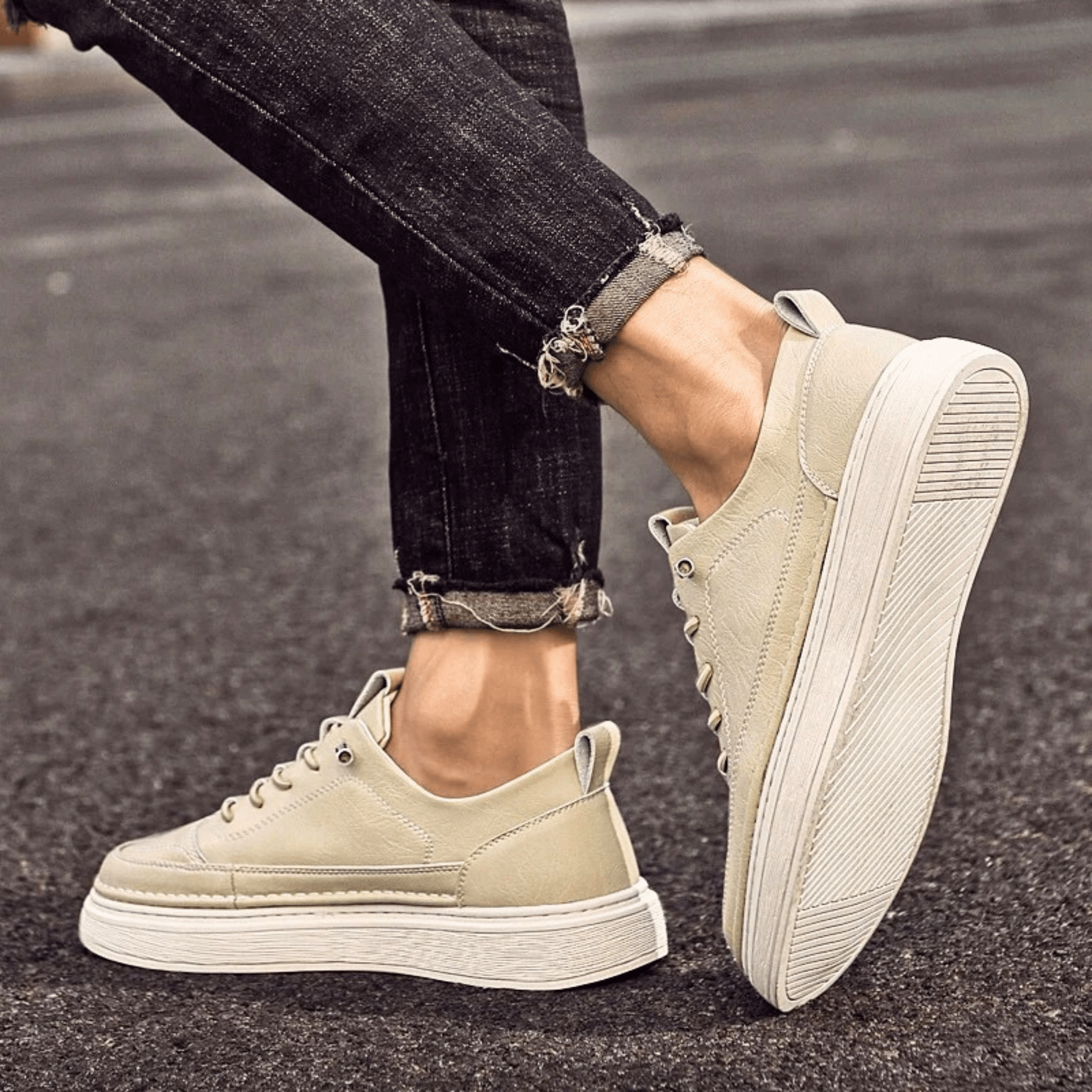 Vulcanized Genuine Leather Sneakers