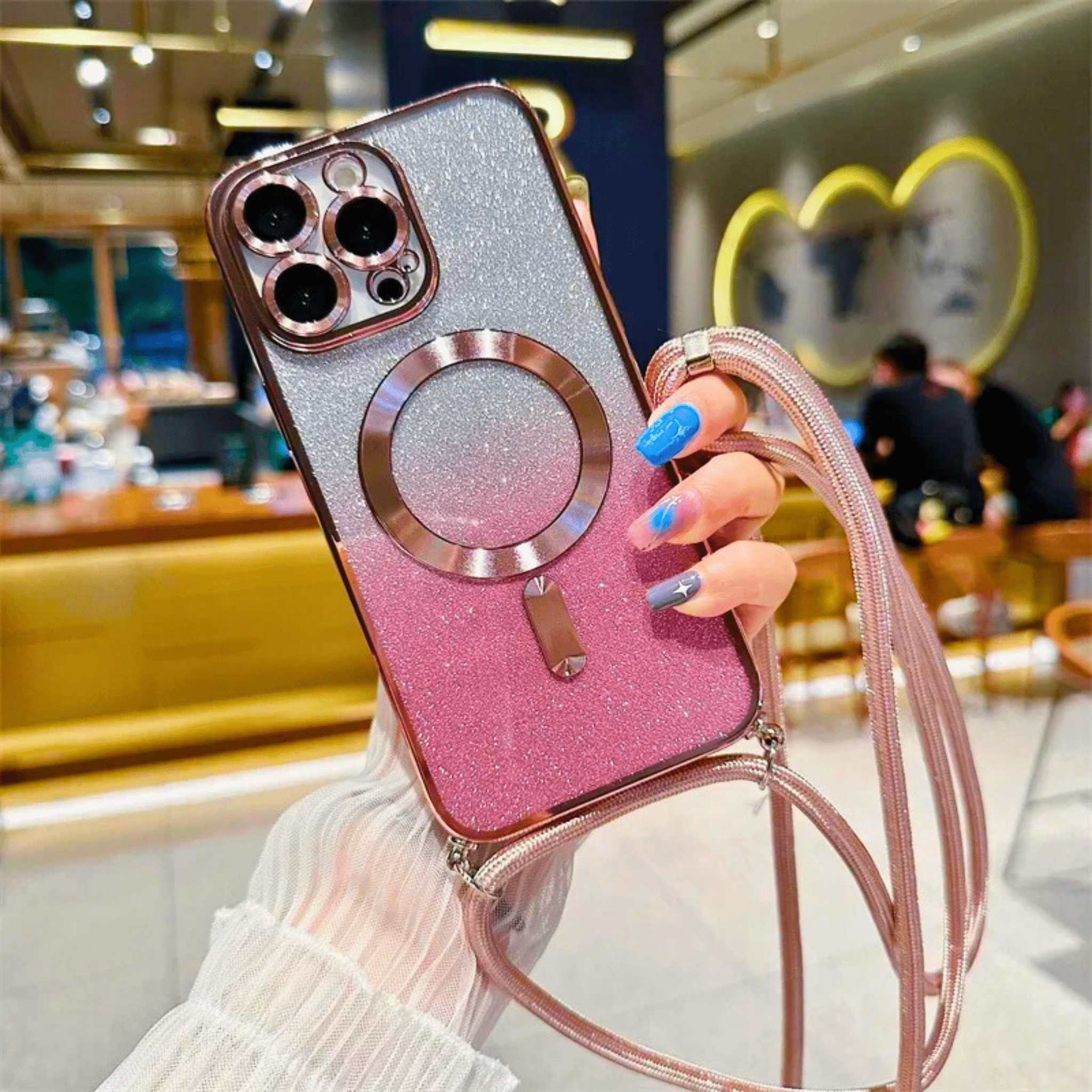 GlitterGlow Lanyard Case