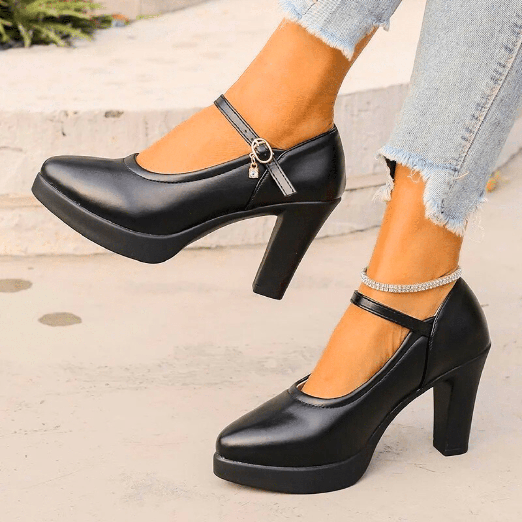 High-Heel Mary Jane Pumps