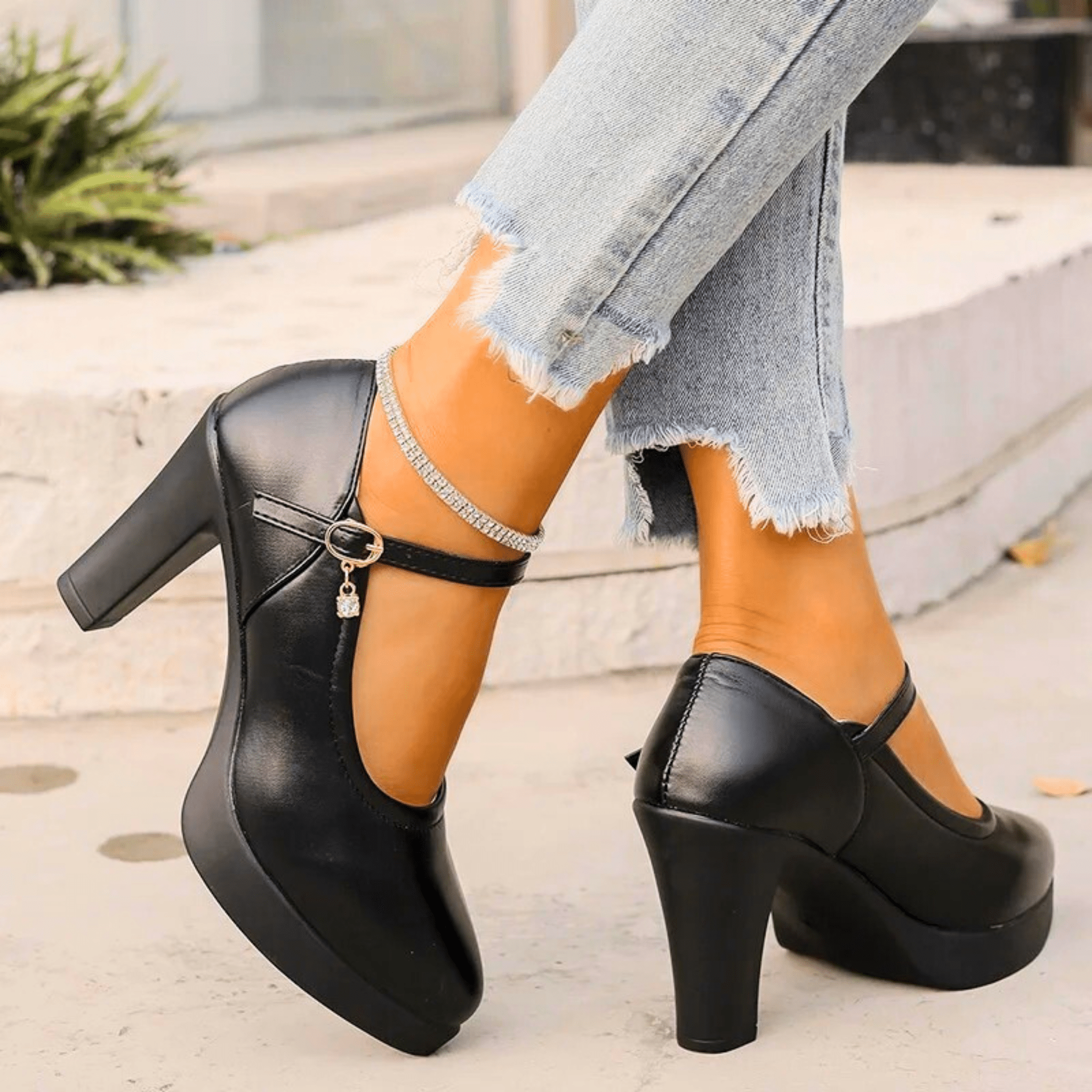 High-Heel Mary Jane Pumps