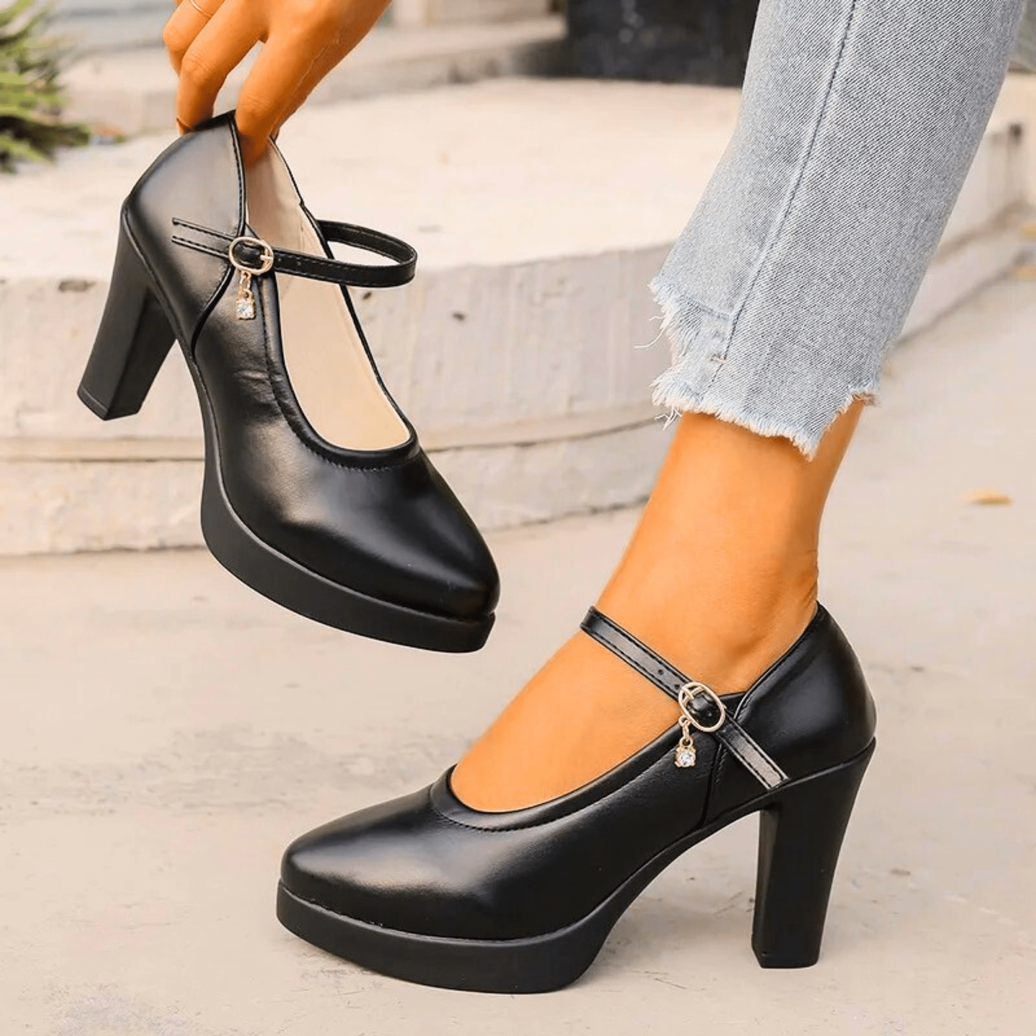 High-Heel Mary Jane Pumps