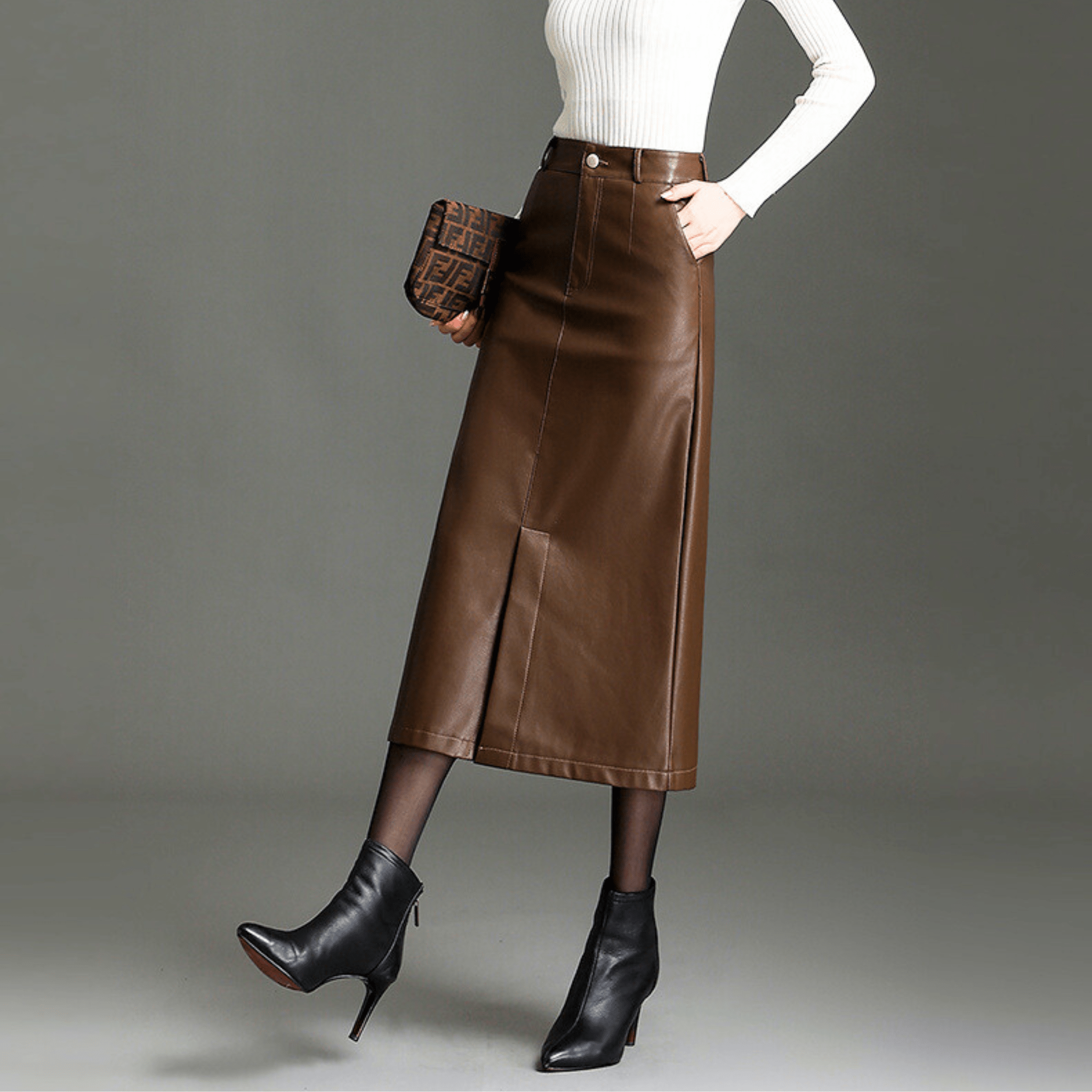 Liora High-Waist Leather Skirt