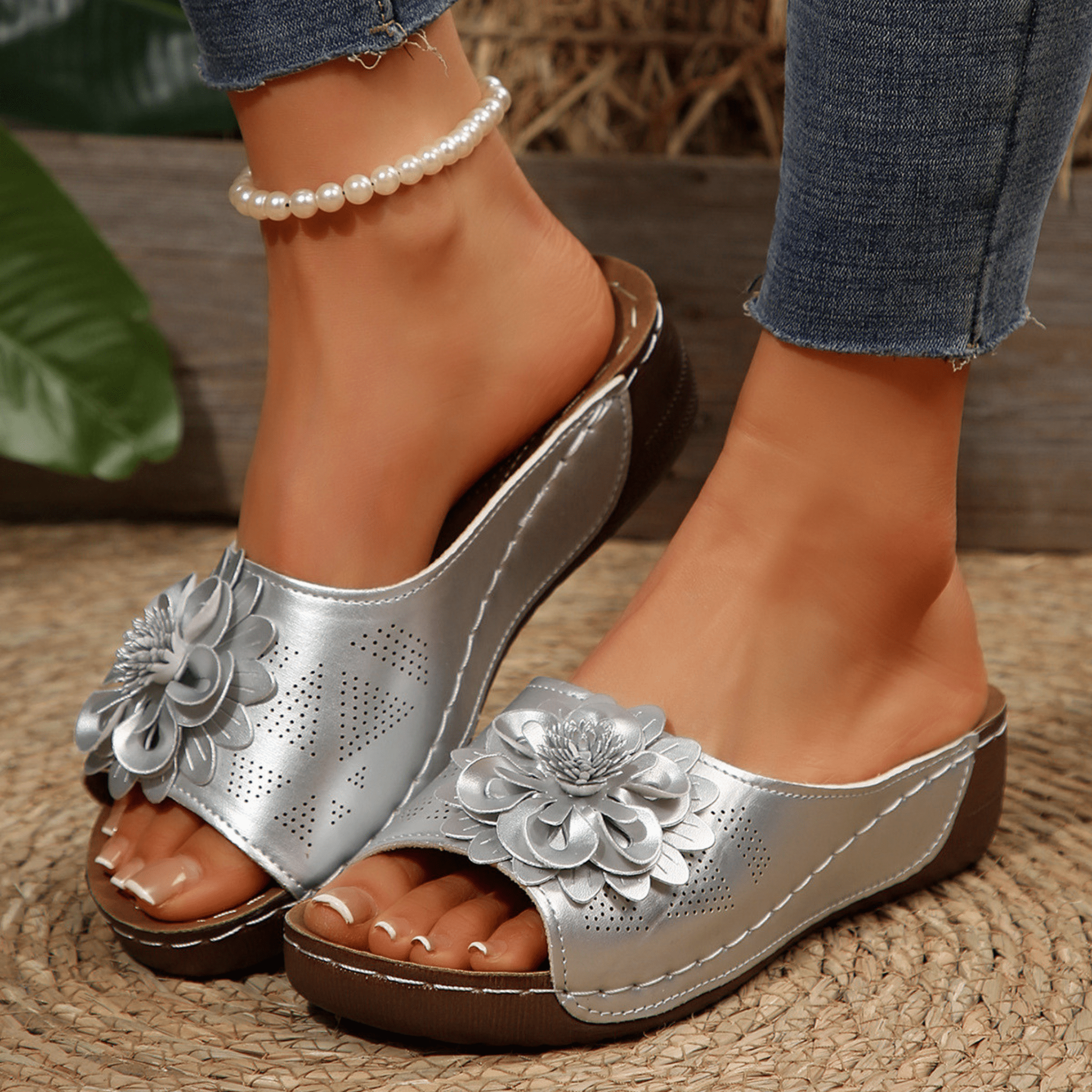 Blossom Wedge Sandals