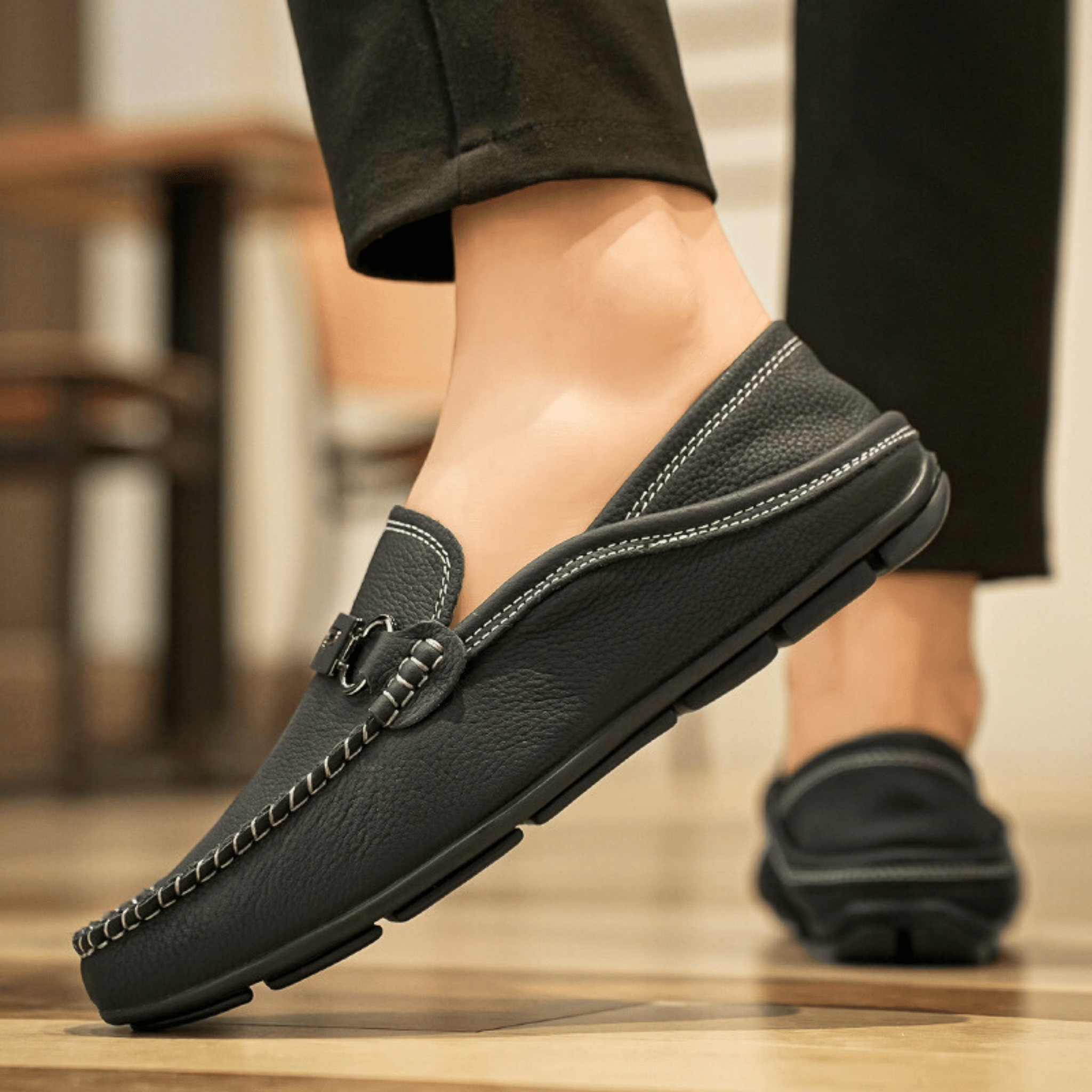 Buckle Genuine Leather Loafers