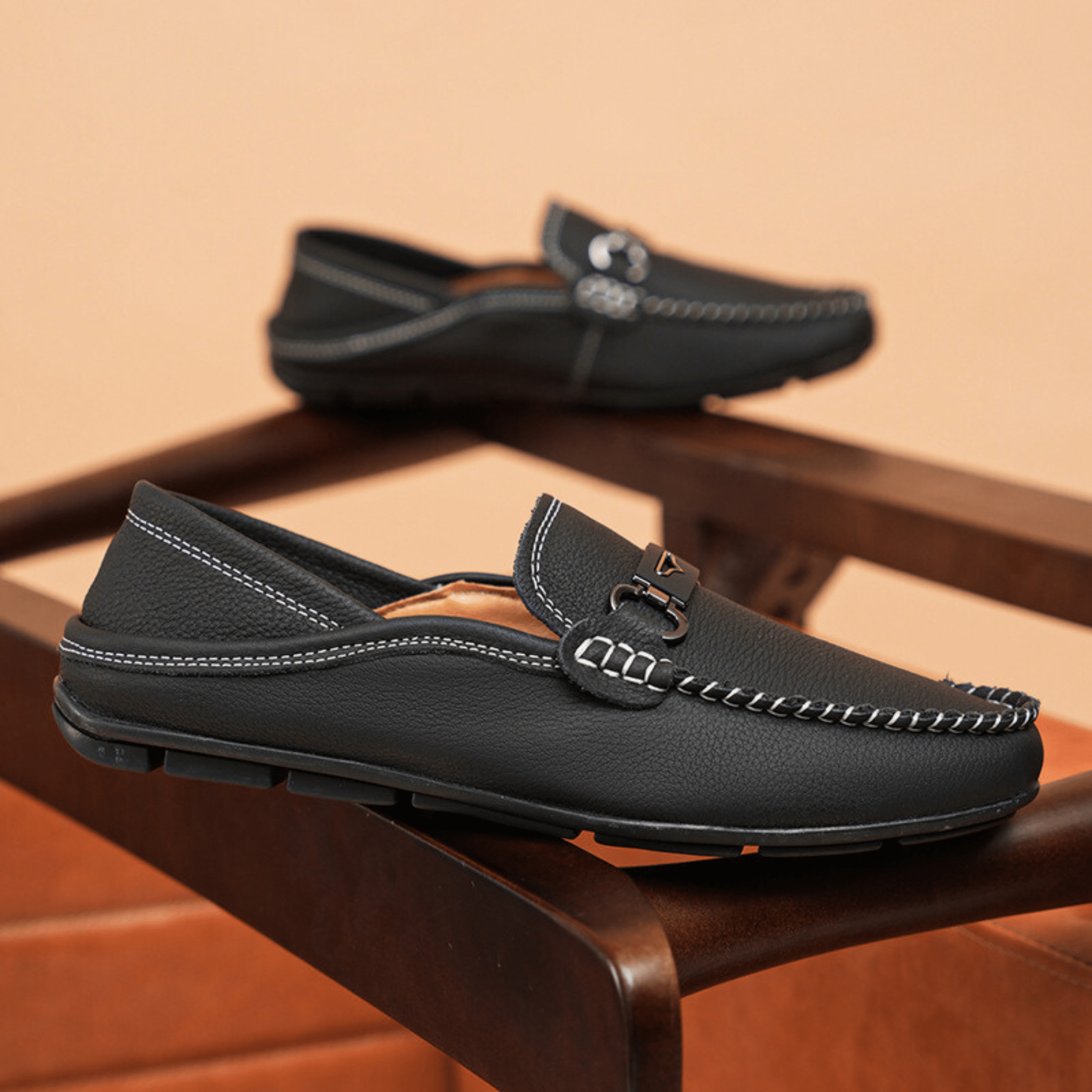 Buckle Genuine Leather Loafers