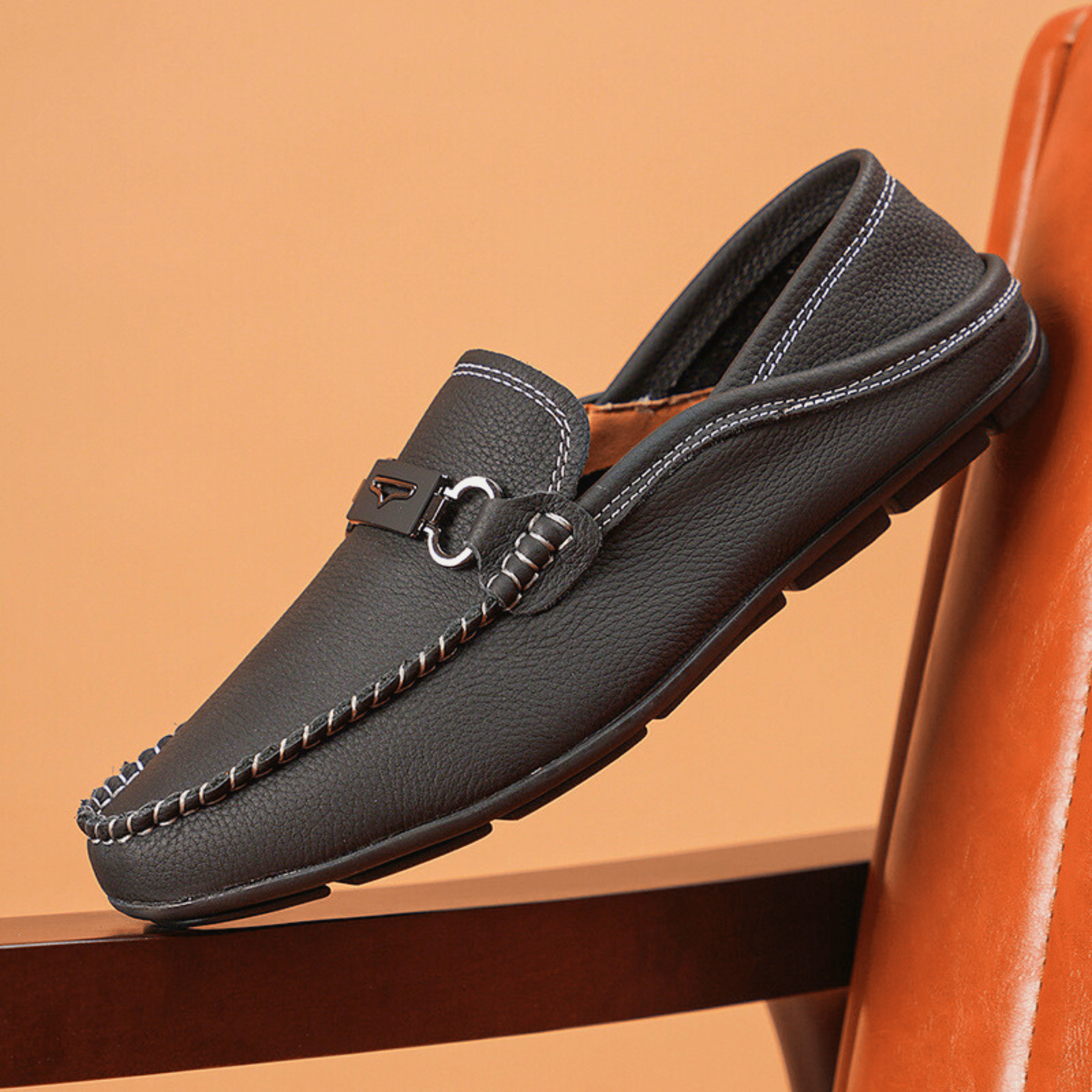 Buckle Genuine Leather Loafers