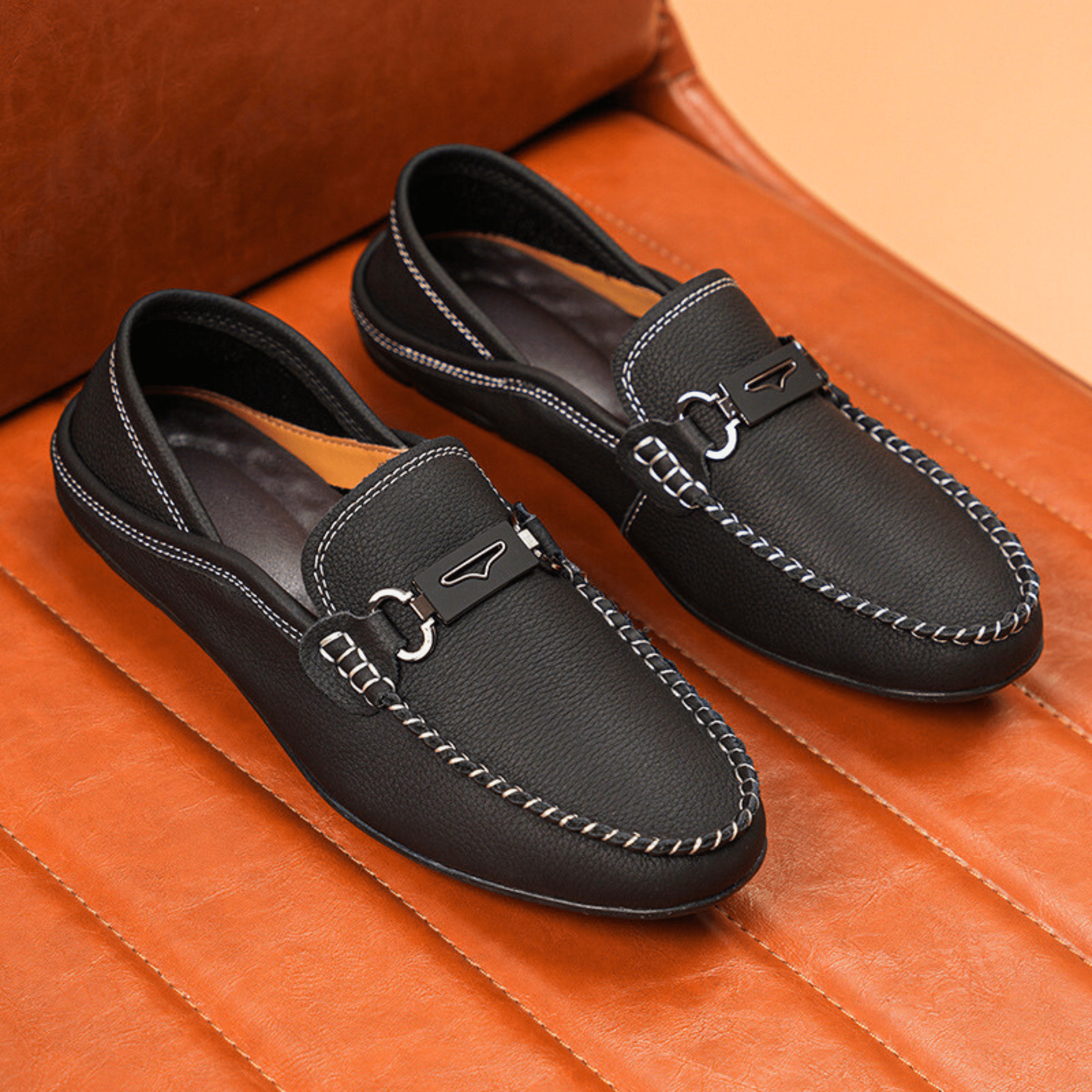 Buckle Genuine Leather Loafers